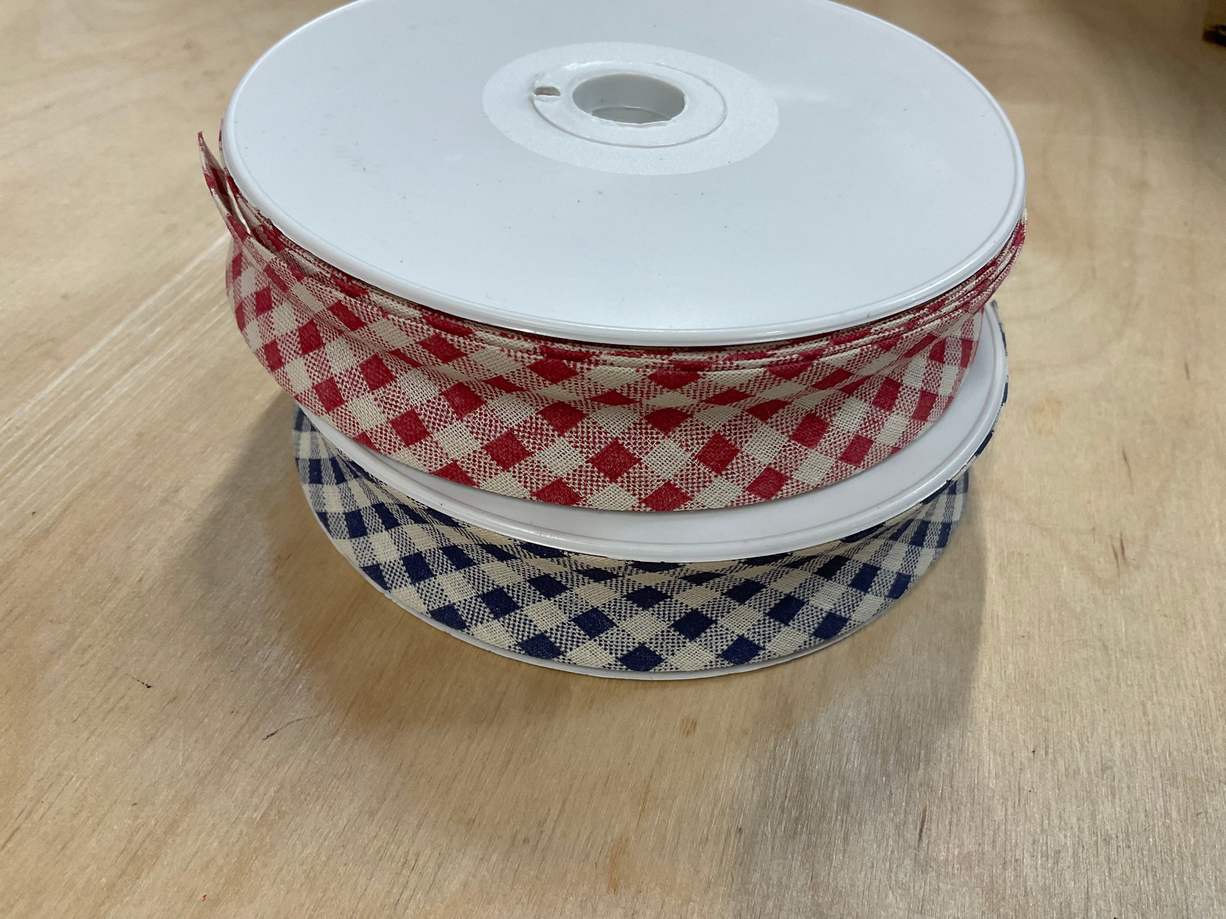 25mm Gingham Bias Binding