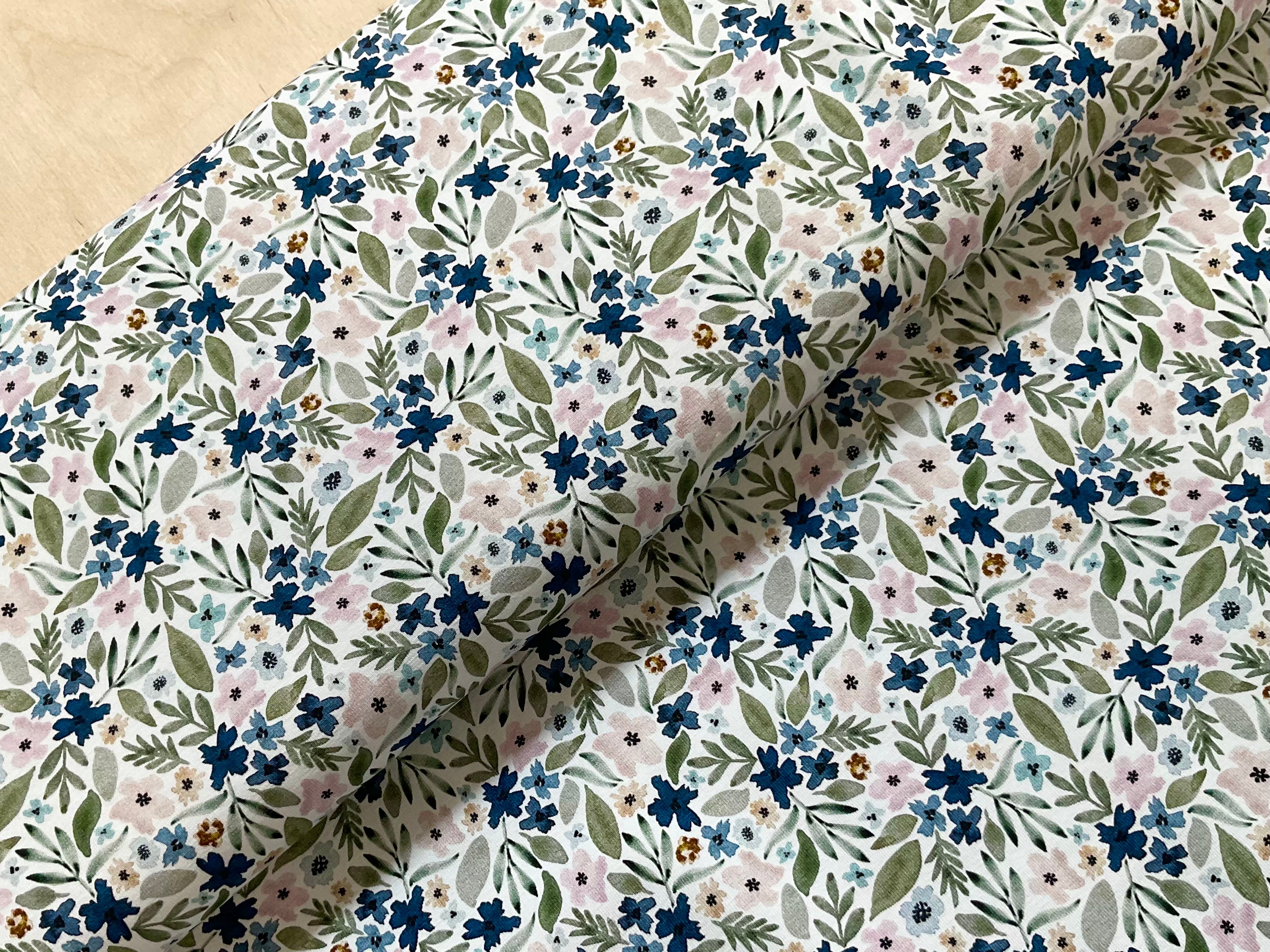 Indigo floral Cotton Jersey Fabric