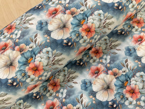 BOLT END - L1.5m x W1.5m Winter Ice Floral Cotton Jersey