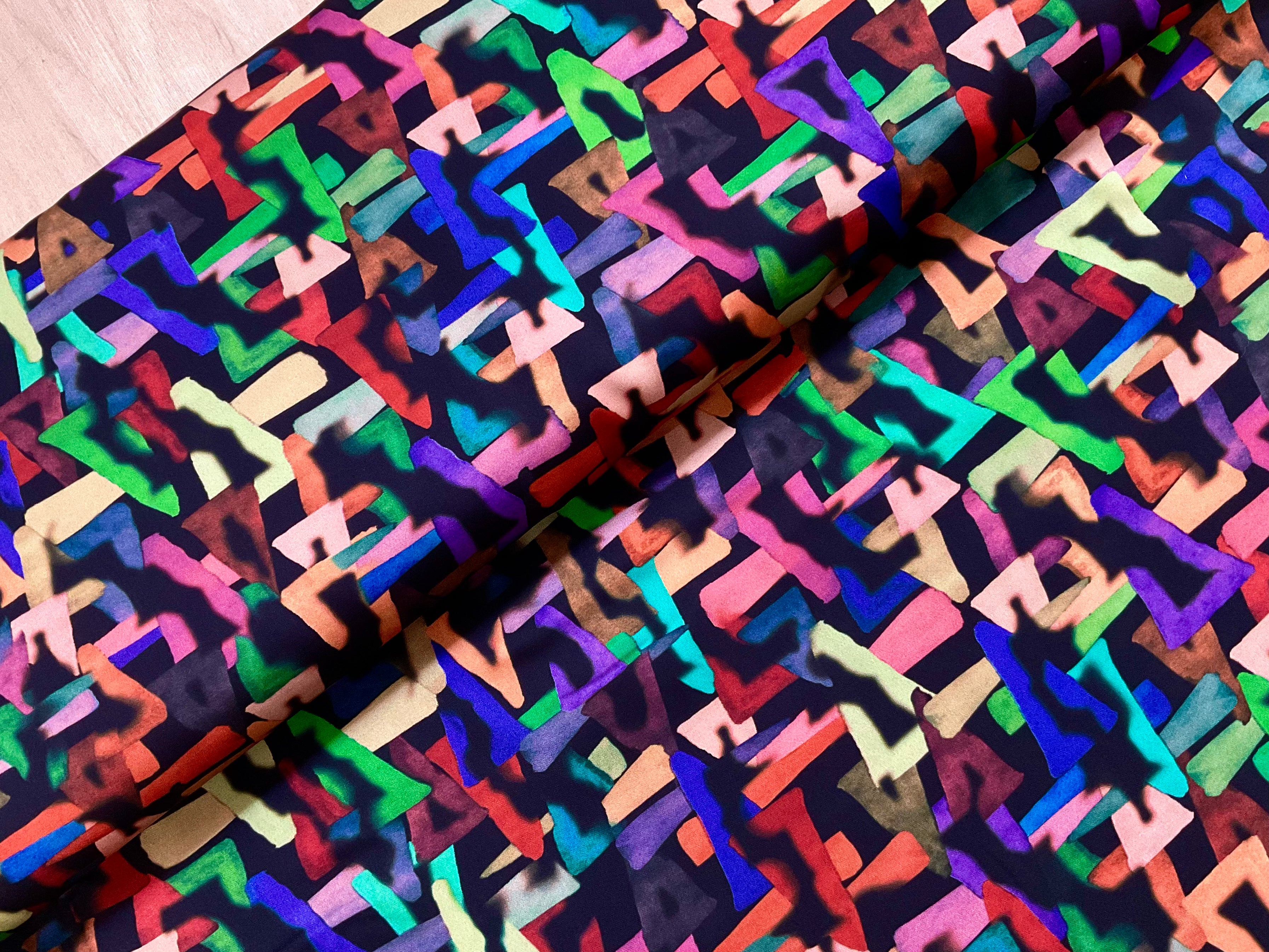 Neon Shapes Satin Viscose