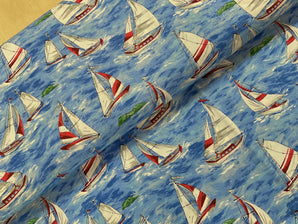 Sevenberry Sail Boats Cotton Broadcloth