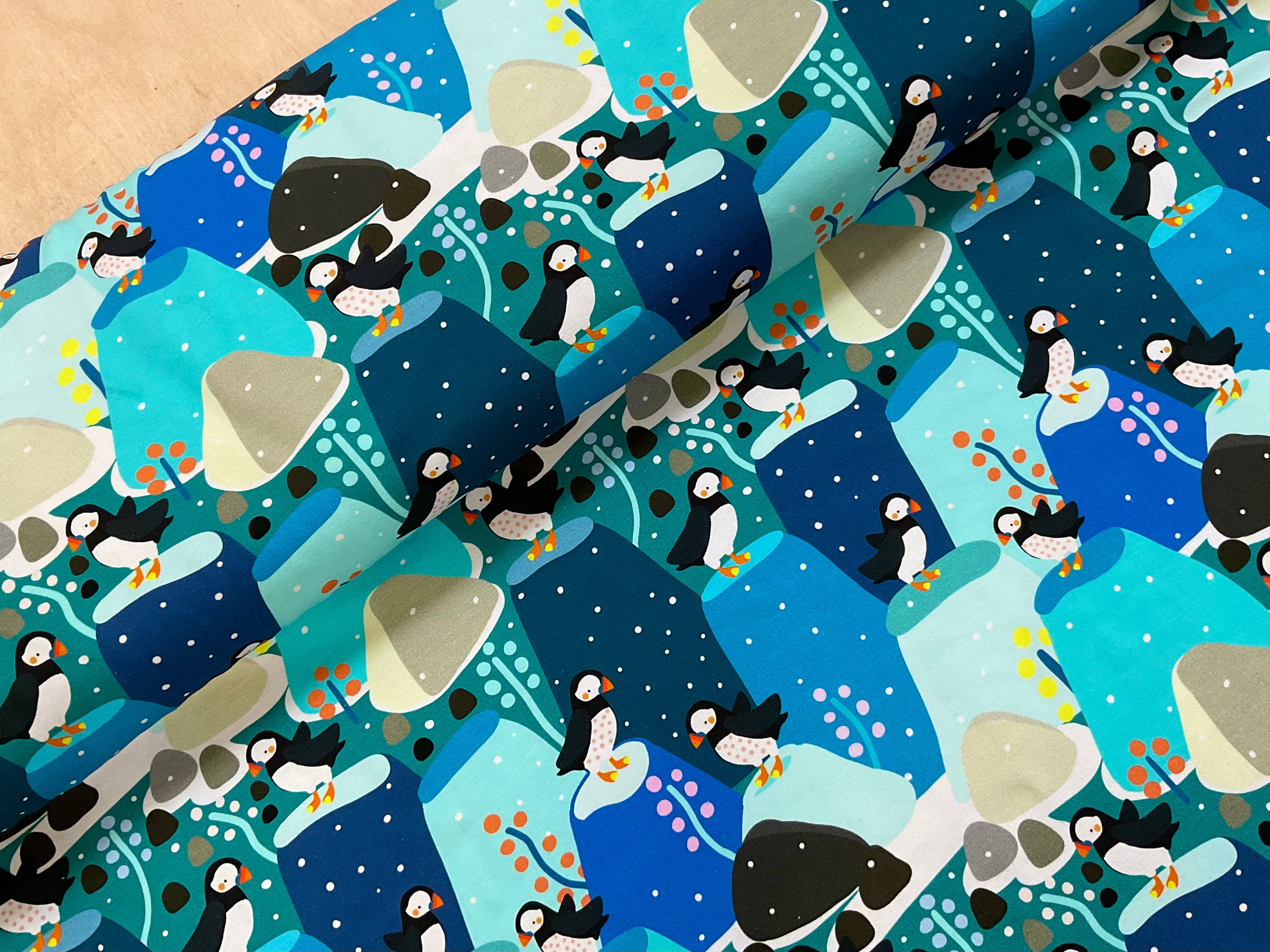 PRE ORDER Arctic Puffin Cotton Jersey-  DUE IN STOCK MID/END OCTOBER