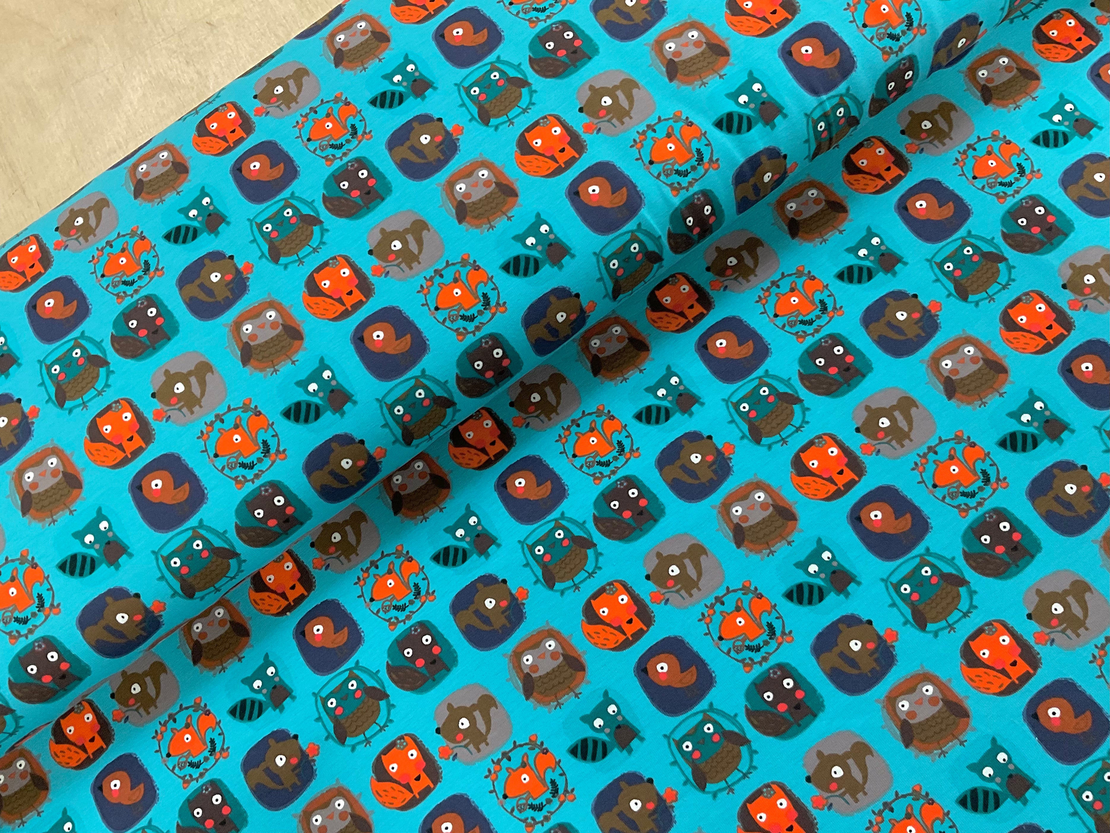 Woodland Critters Cotton Jersey Fabric