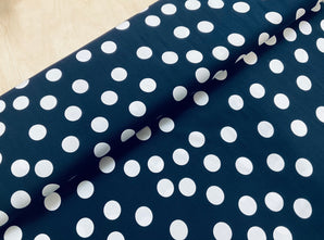 Large Dots on Navy Viscose Stretch