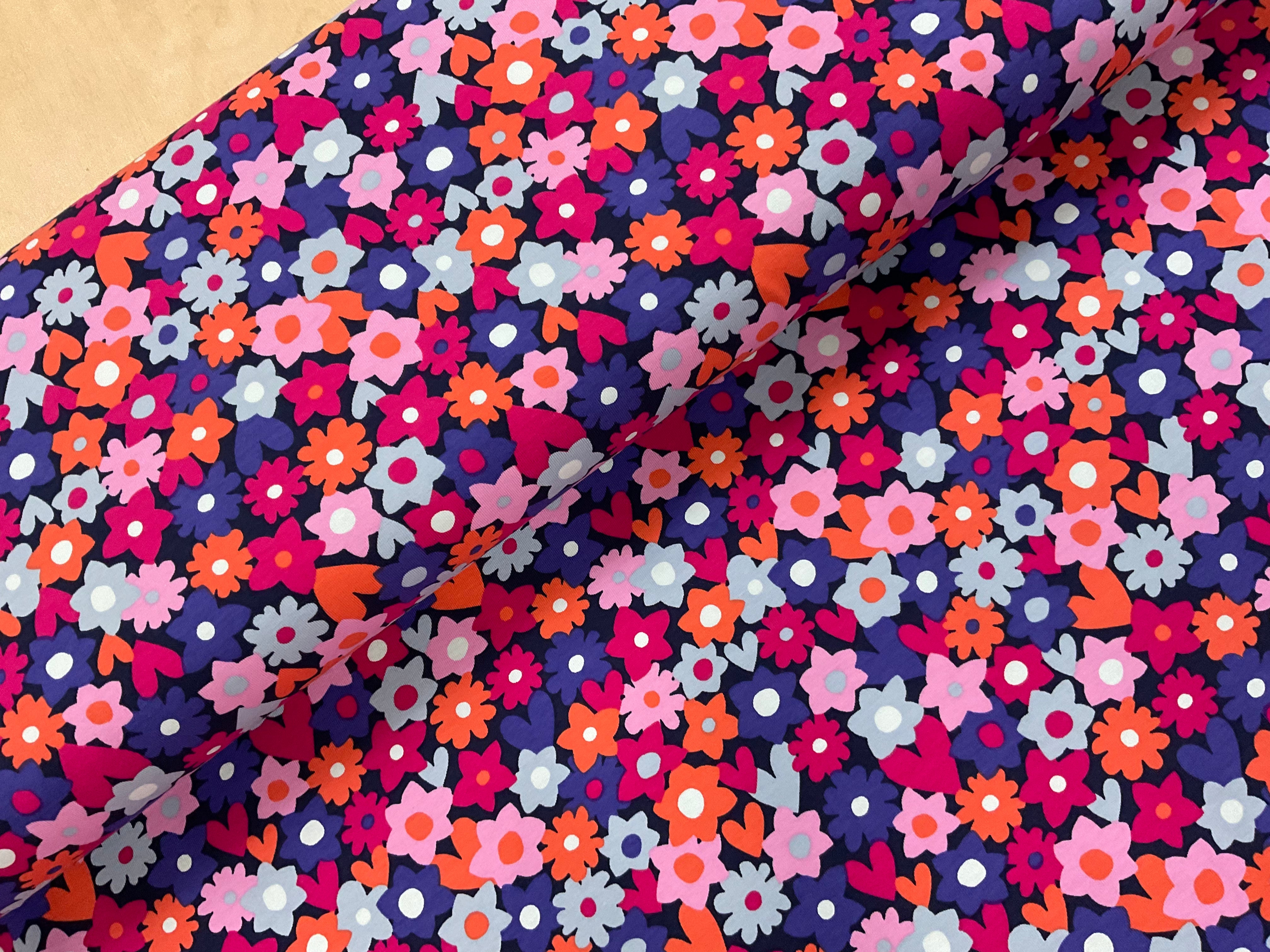 Cute Flowers Cotton Jersey Fabric