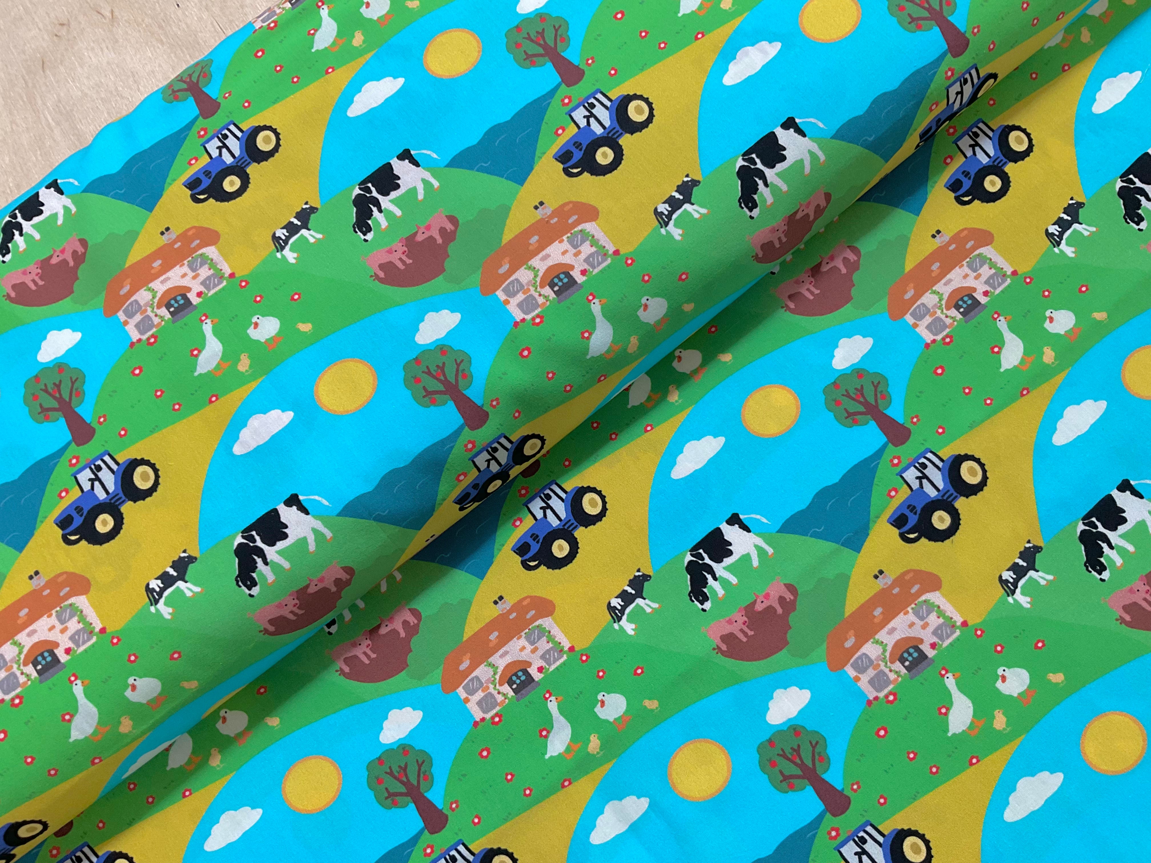 Farm Scene Organic Cotton Poplin