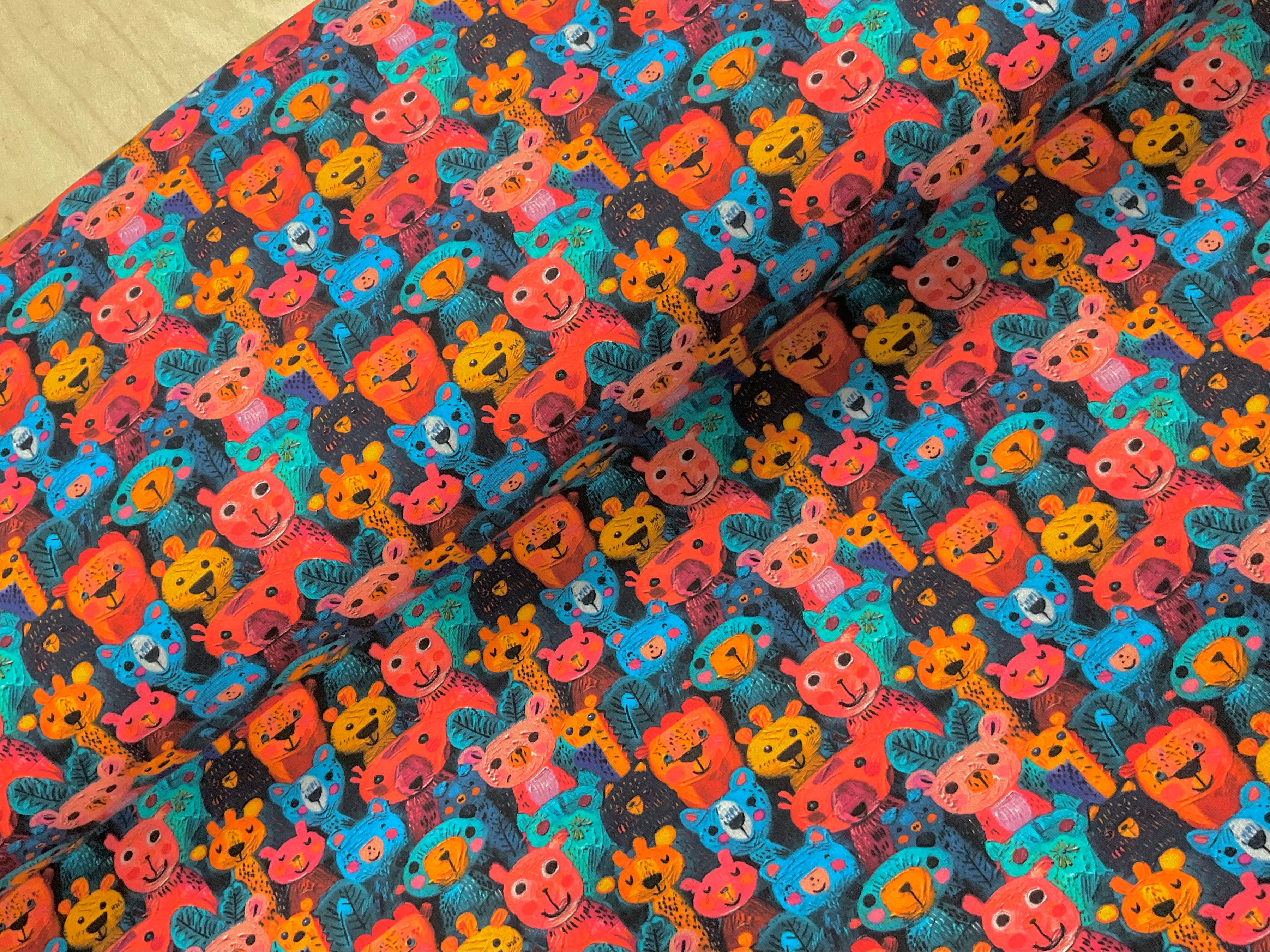 Bright Painted Animals Brushed French Terry