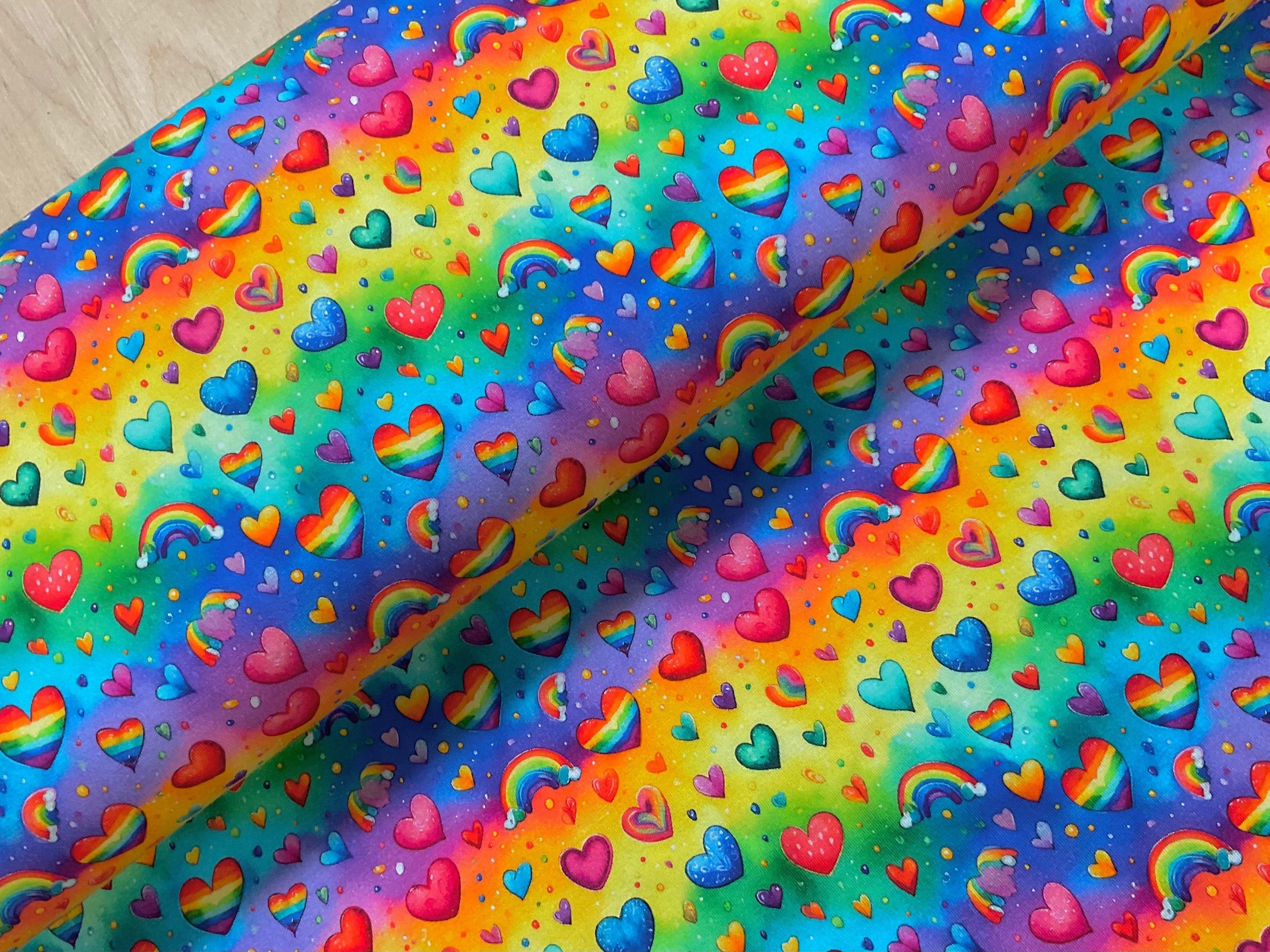 Rainbows and Hearts Cotton Jersey