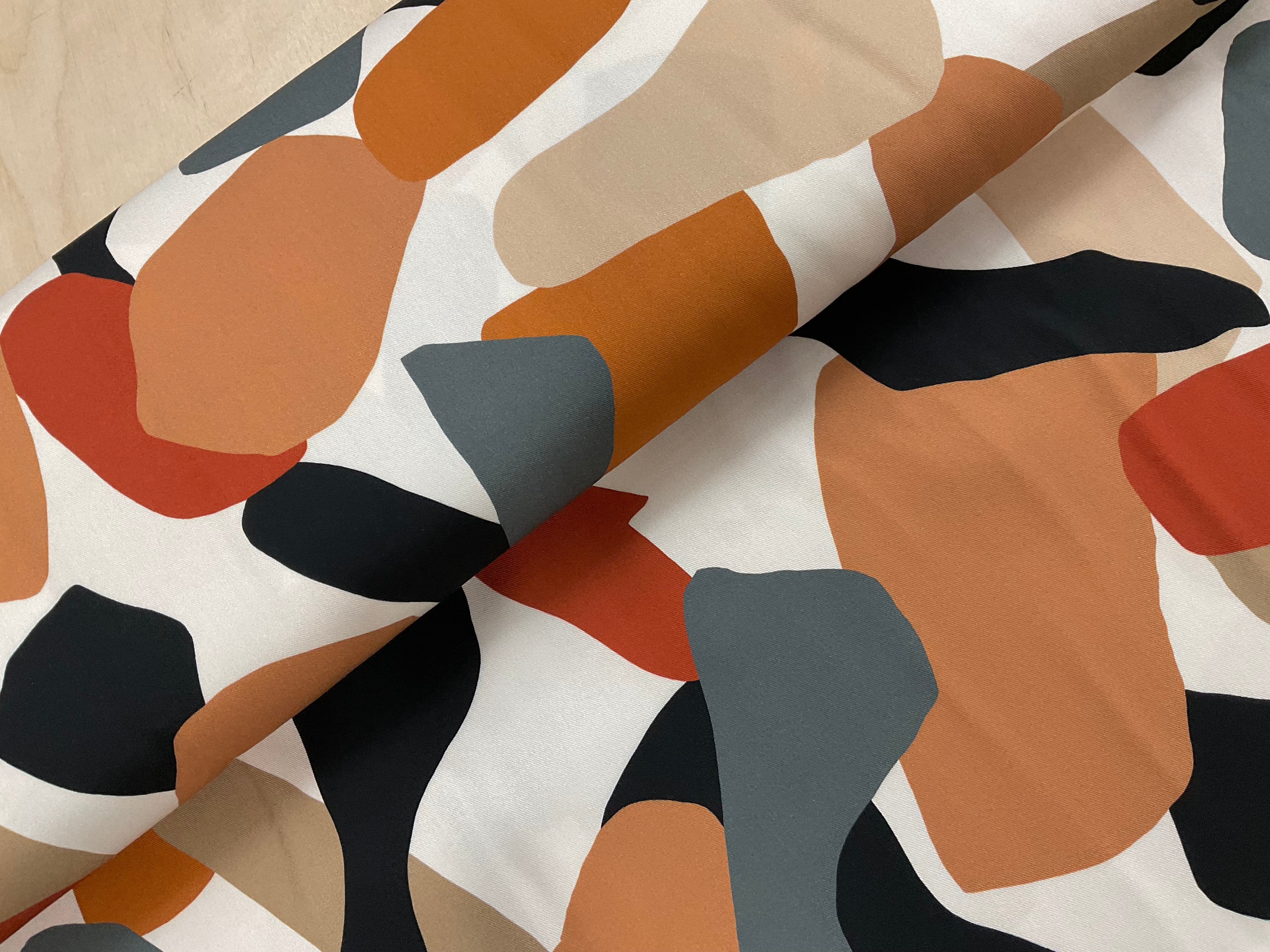 Earthy Shapes Viscose Twill