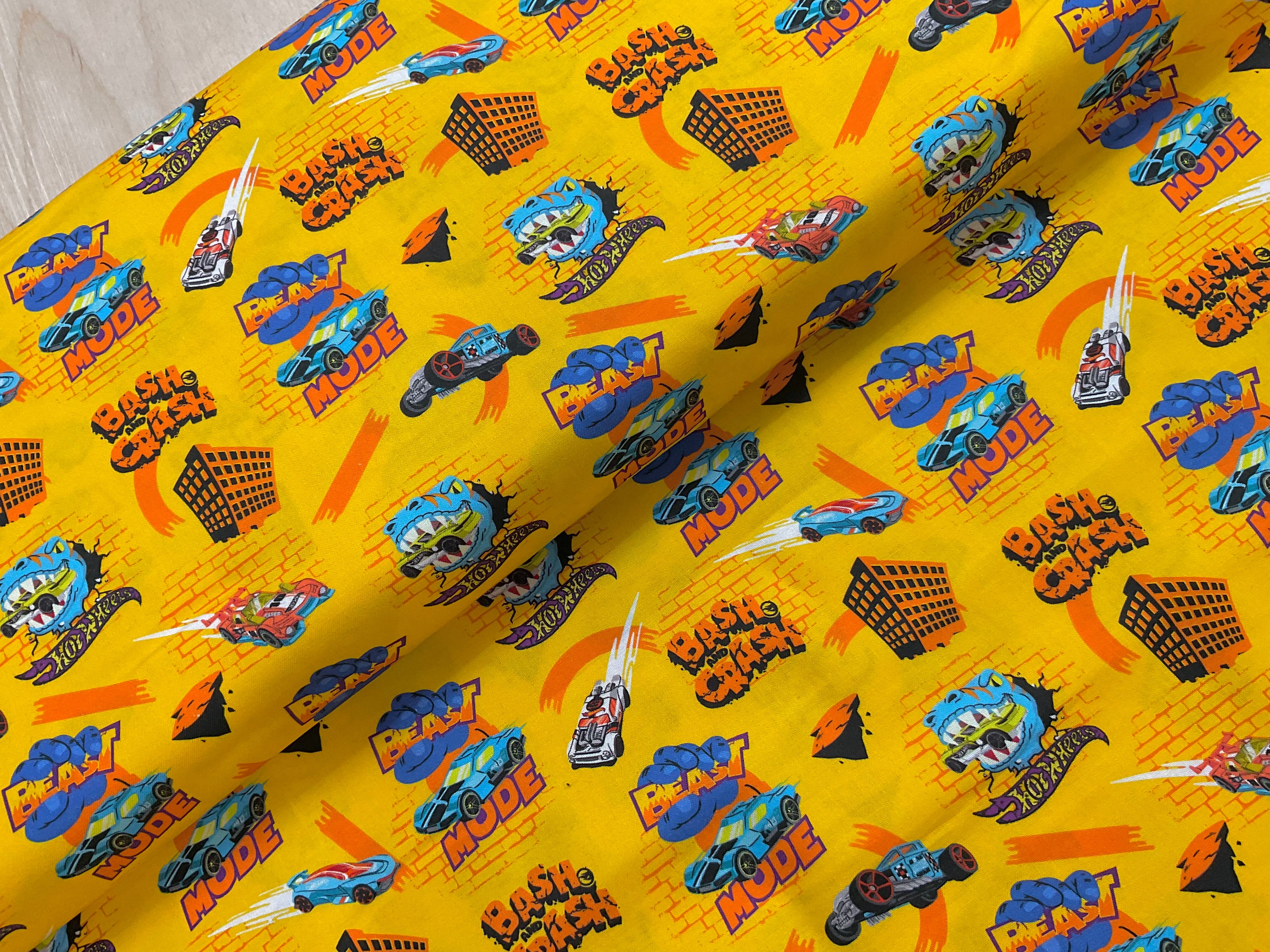 Hot Wheels Beast Mode Yellow Licensed Cotton