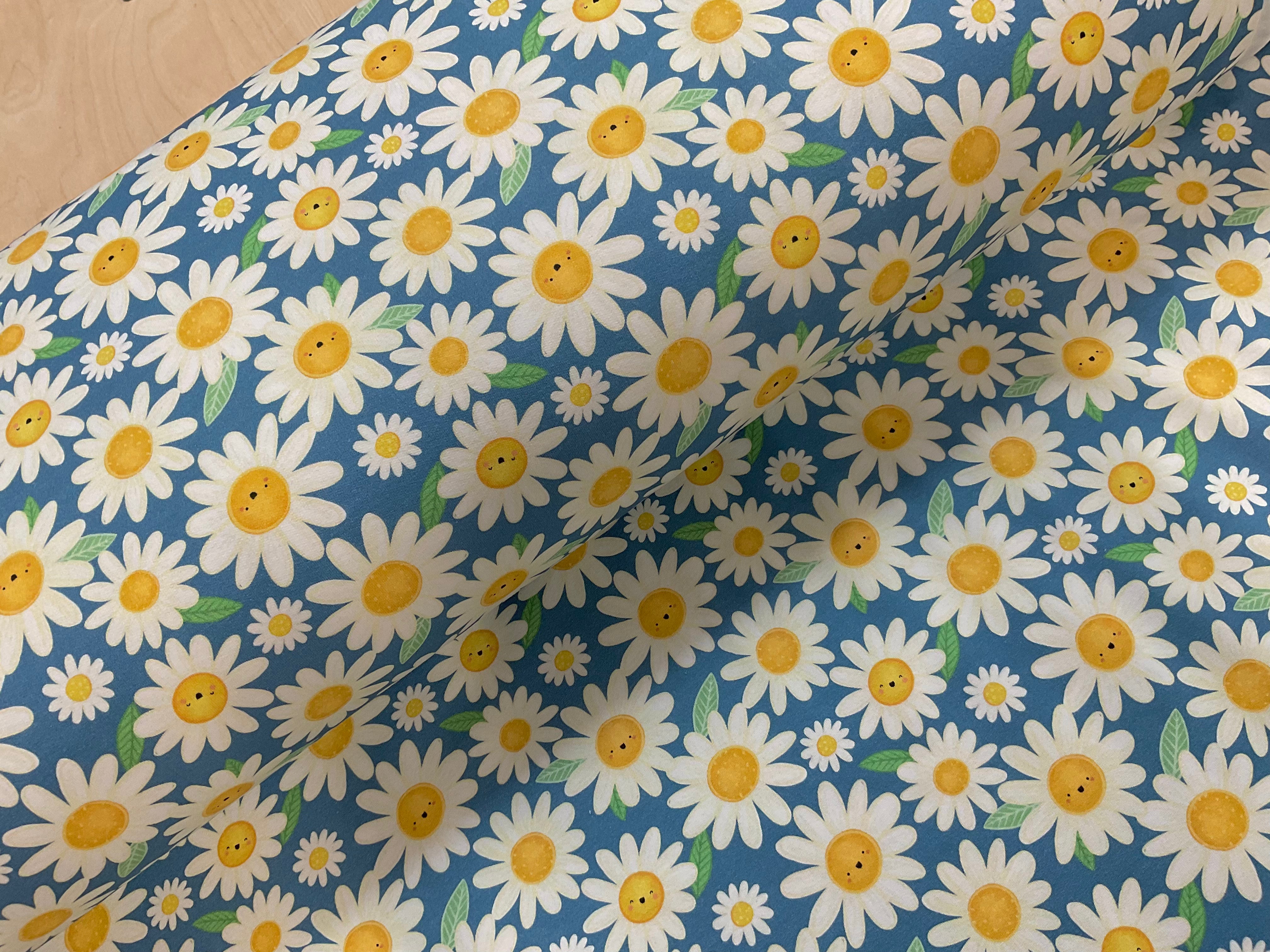 Blue Daisies French Terry