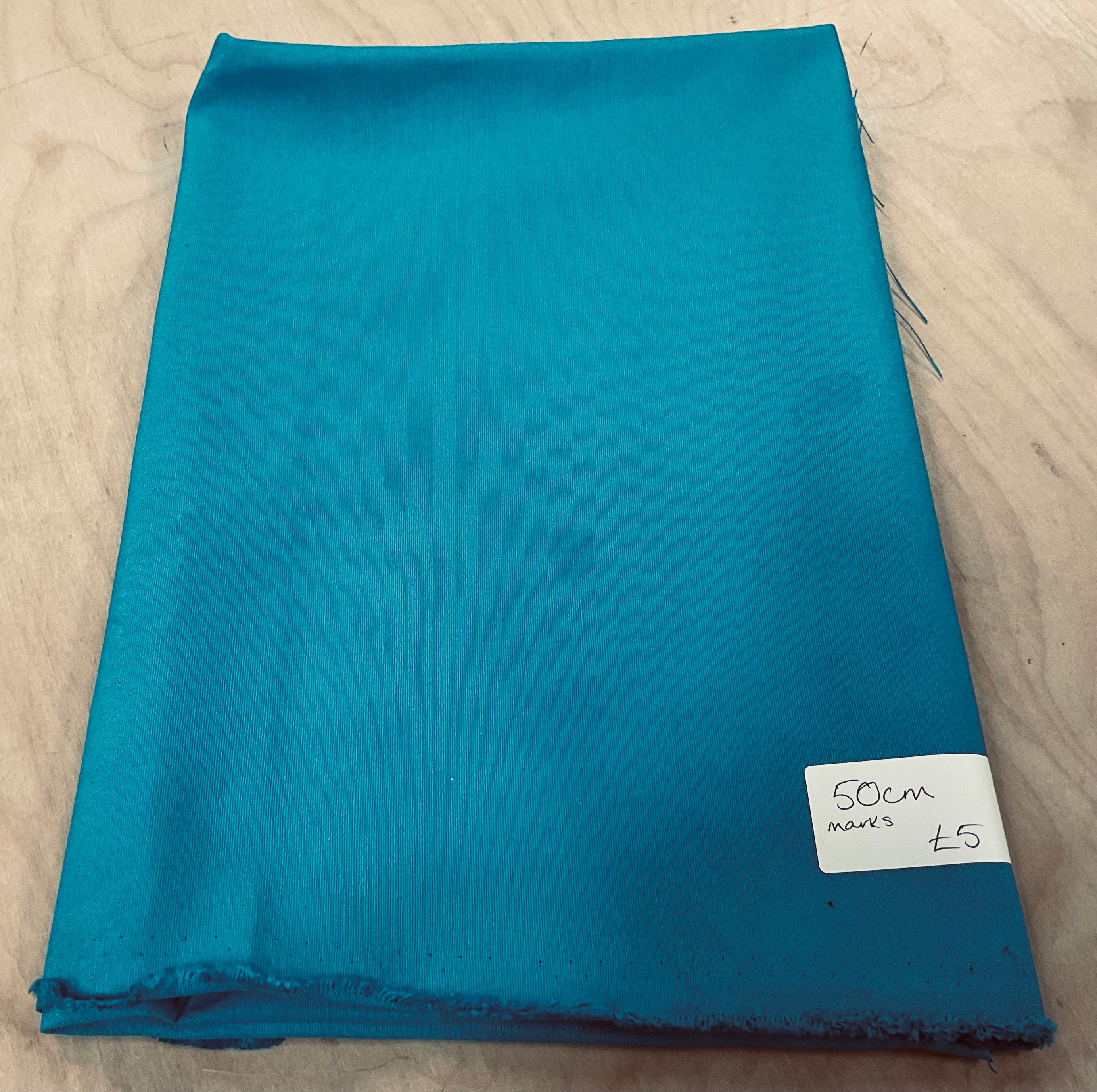 REMNANT  - (MARKED) 50cm aqua cotton canvas