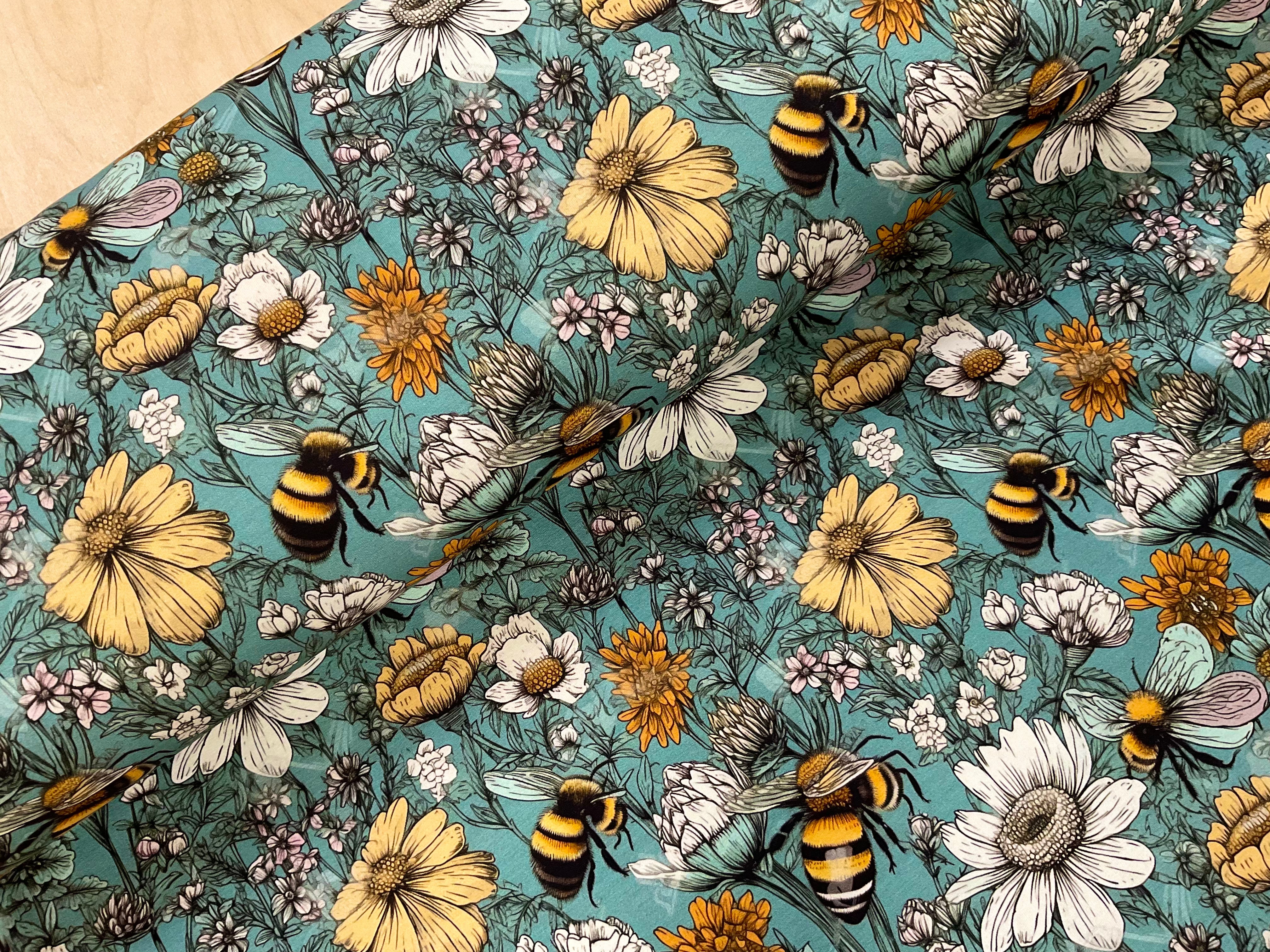 Bees in the Garden Cotton Jersey Fabric