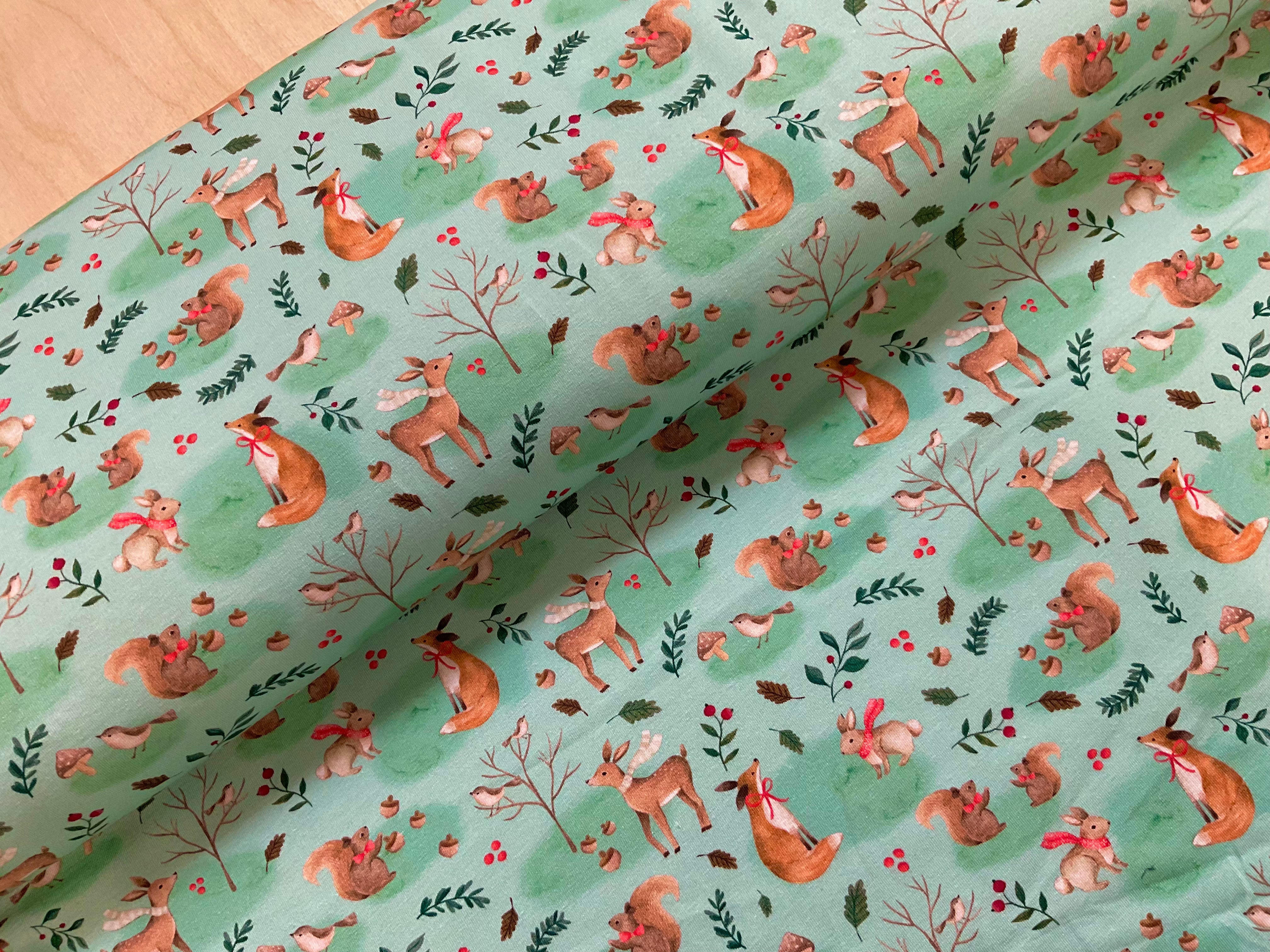 Cute Woodland Friends Cotton Jersey Fabric