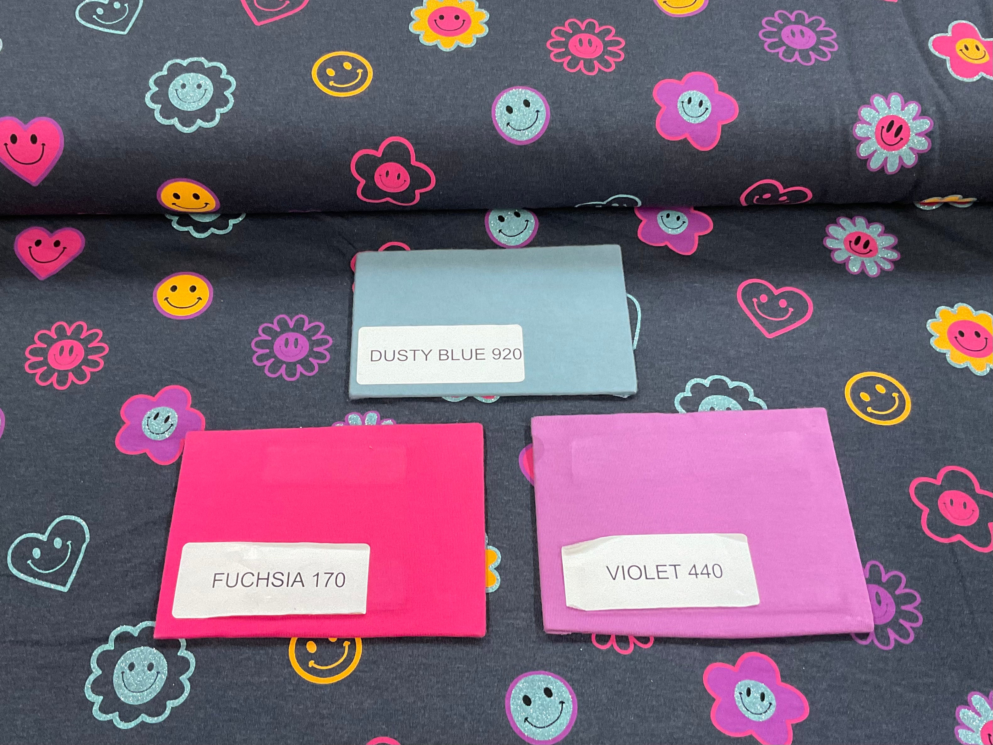 Glitter Faces Cotton Jersey Fabric