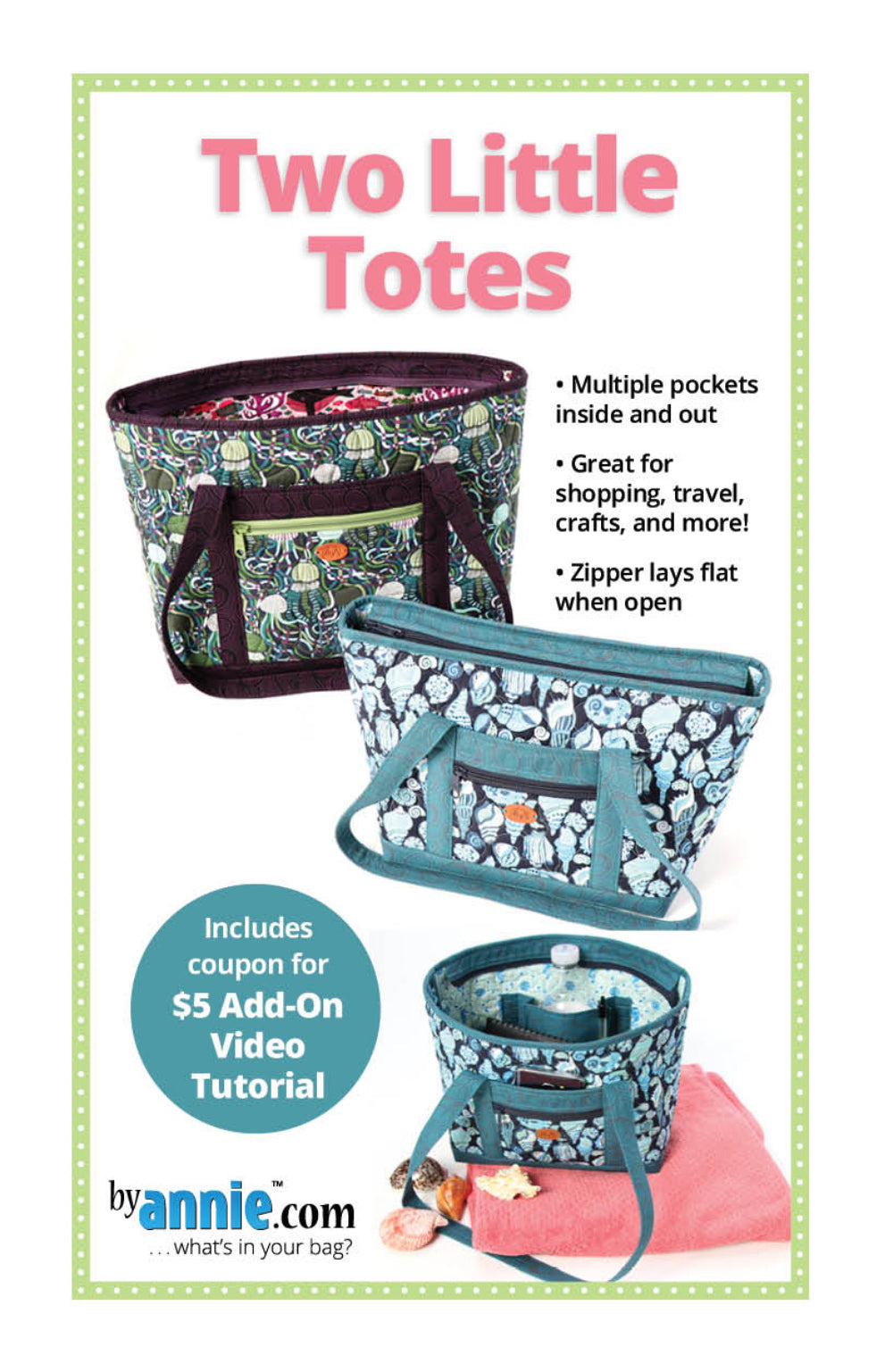 Patterns by Annie Two Little Totes Sewing Pattern