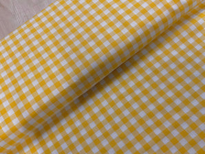 Yellow and White Woven Cotton Gingham