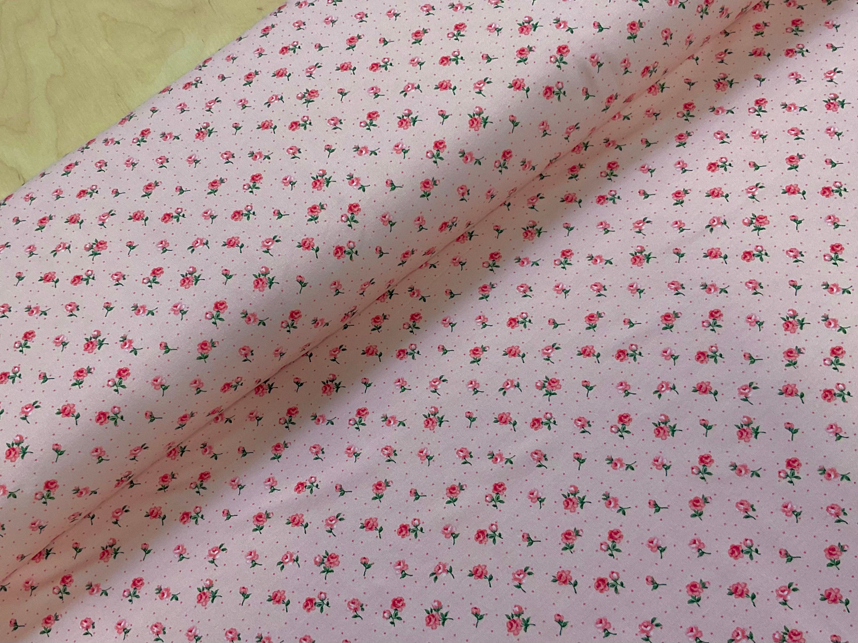 Ditsy Roses on Light Pink Cotton Jersey