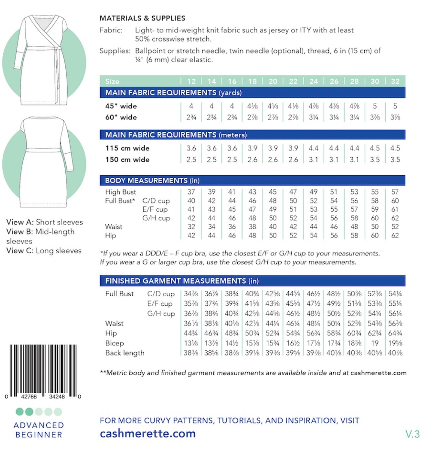 Appleton Dress Cashmerette Sewing Pattern (Size 12-32)
