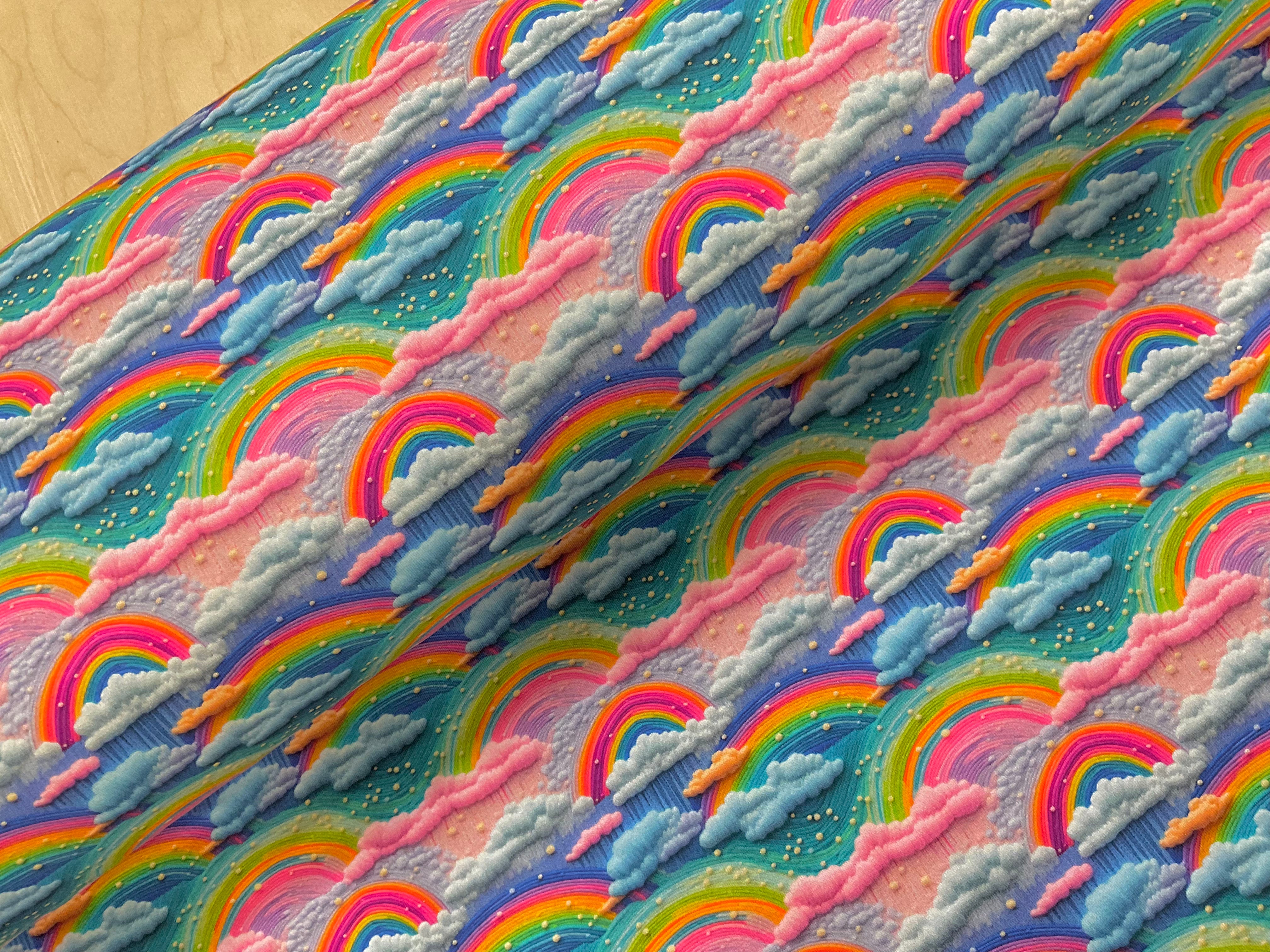 Embroidery Rainbows Cotton Jersey