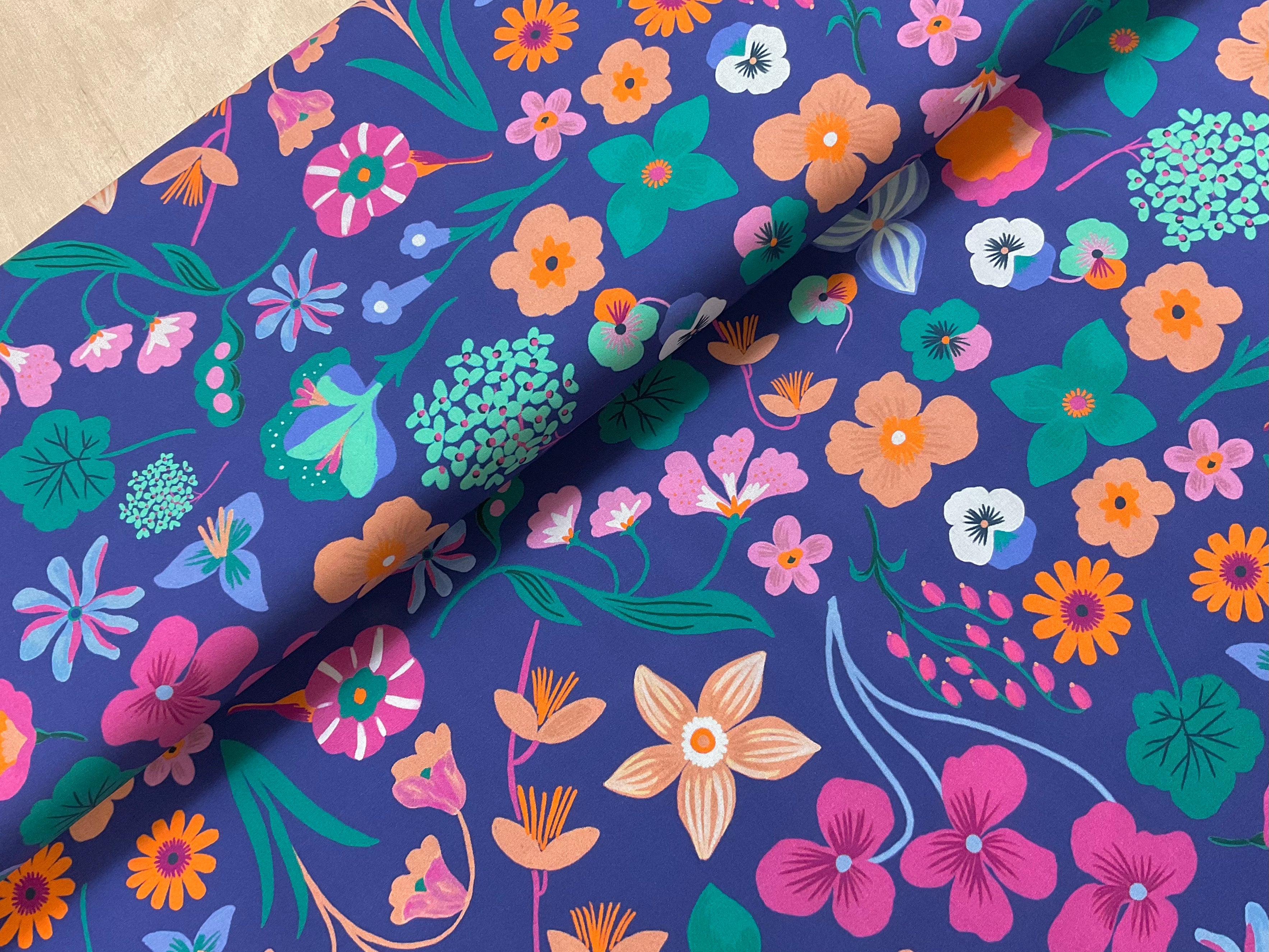 Nerida Hansen Blue Meadow Flower Fine Poplin