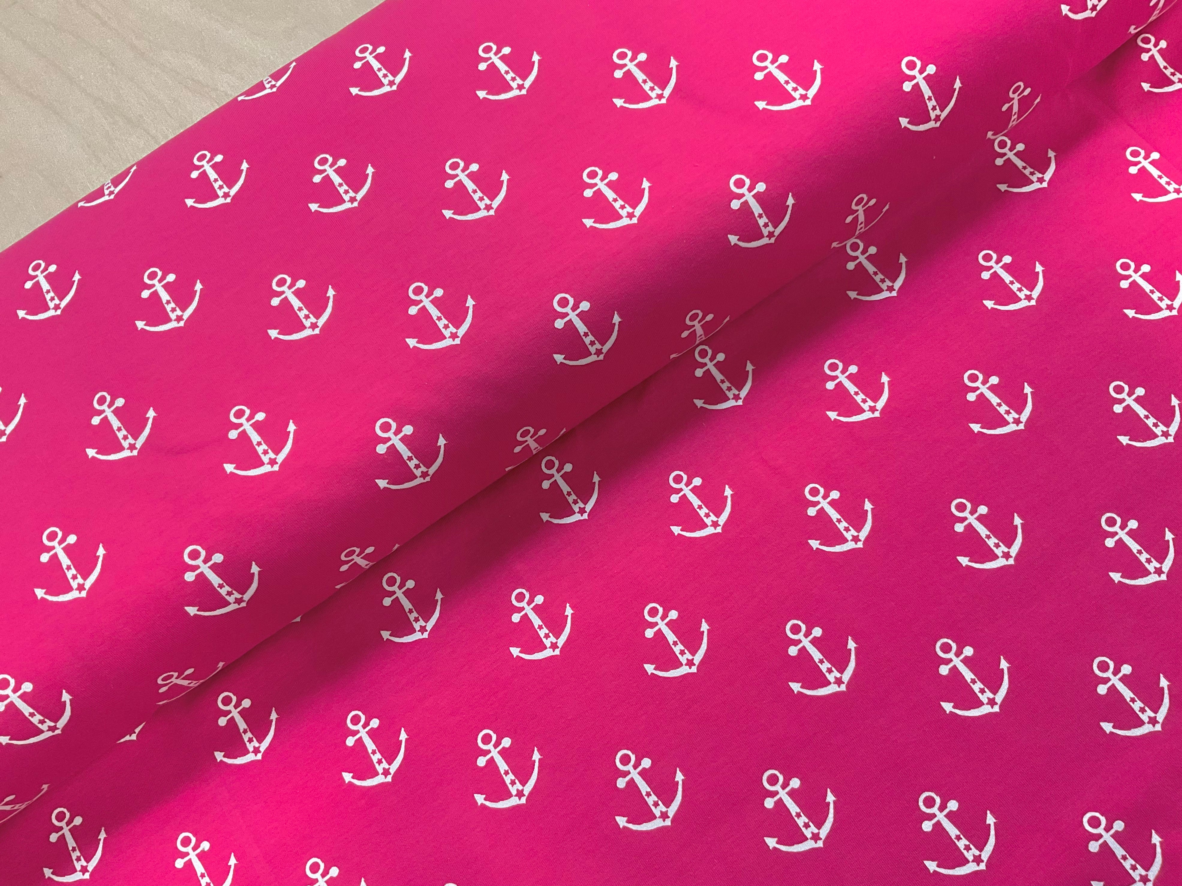 Anchors on Pink Cotton Jersey