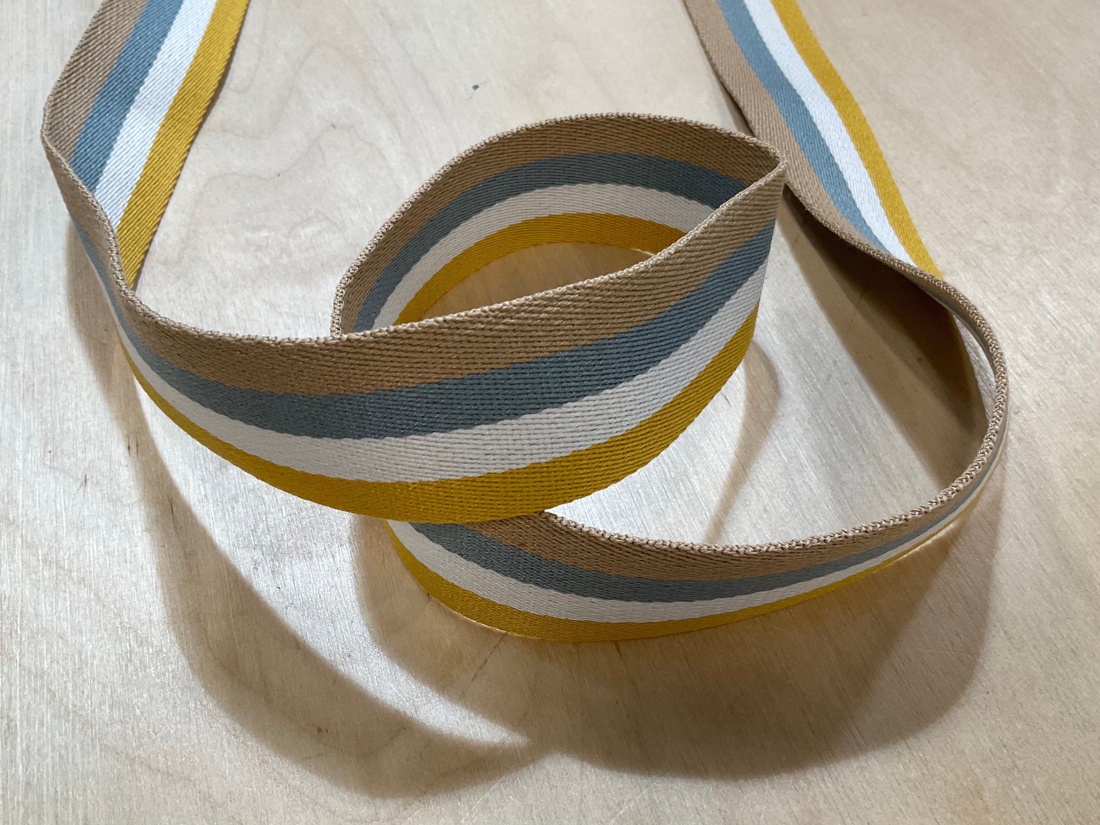 38mm Mustard and Grey Stripe Webbing Tape