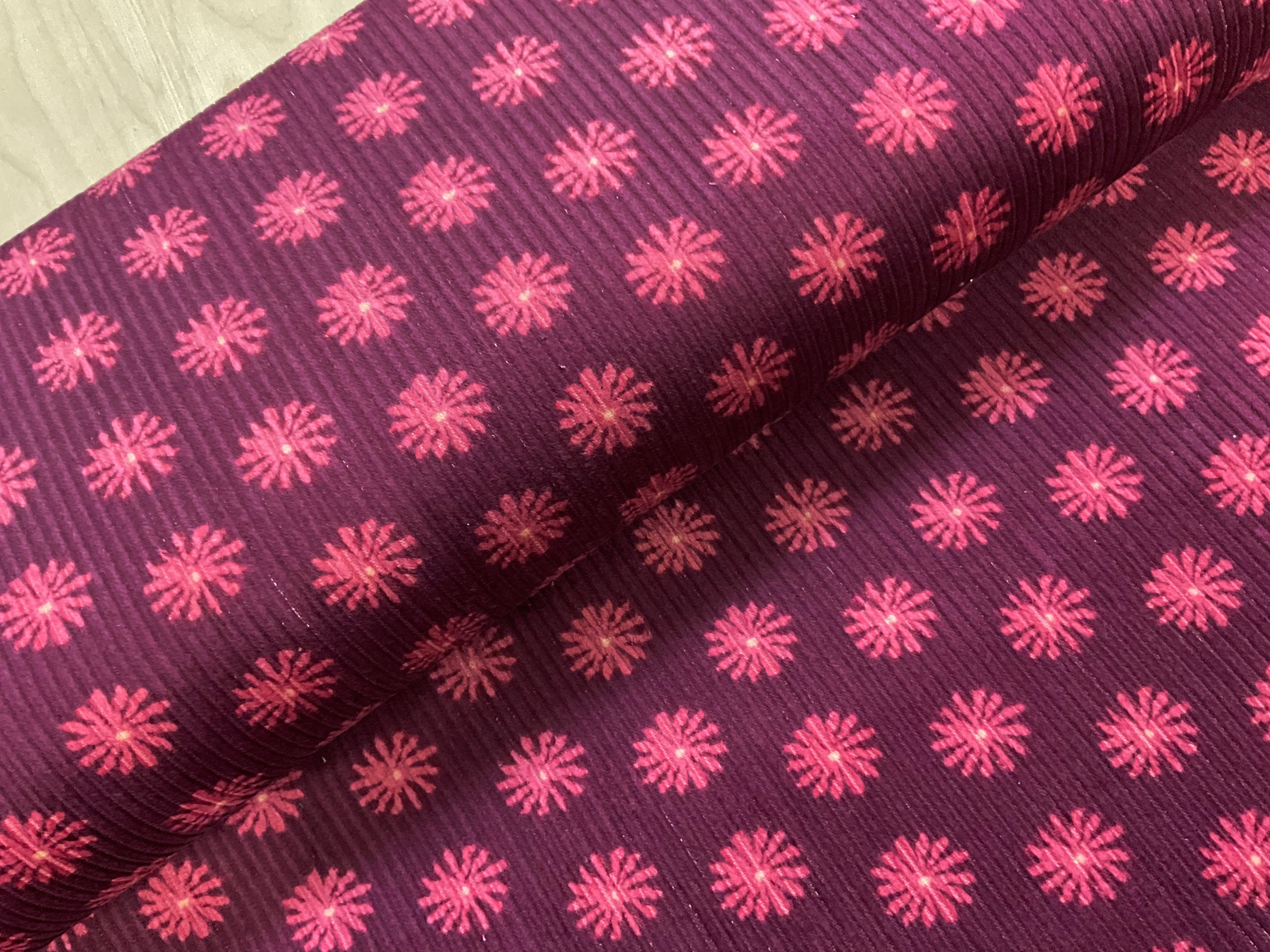 Flowers on Wine Washed Corduroy