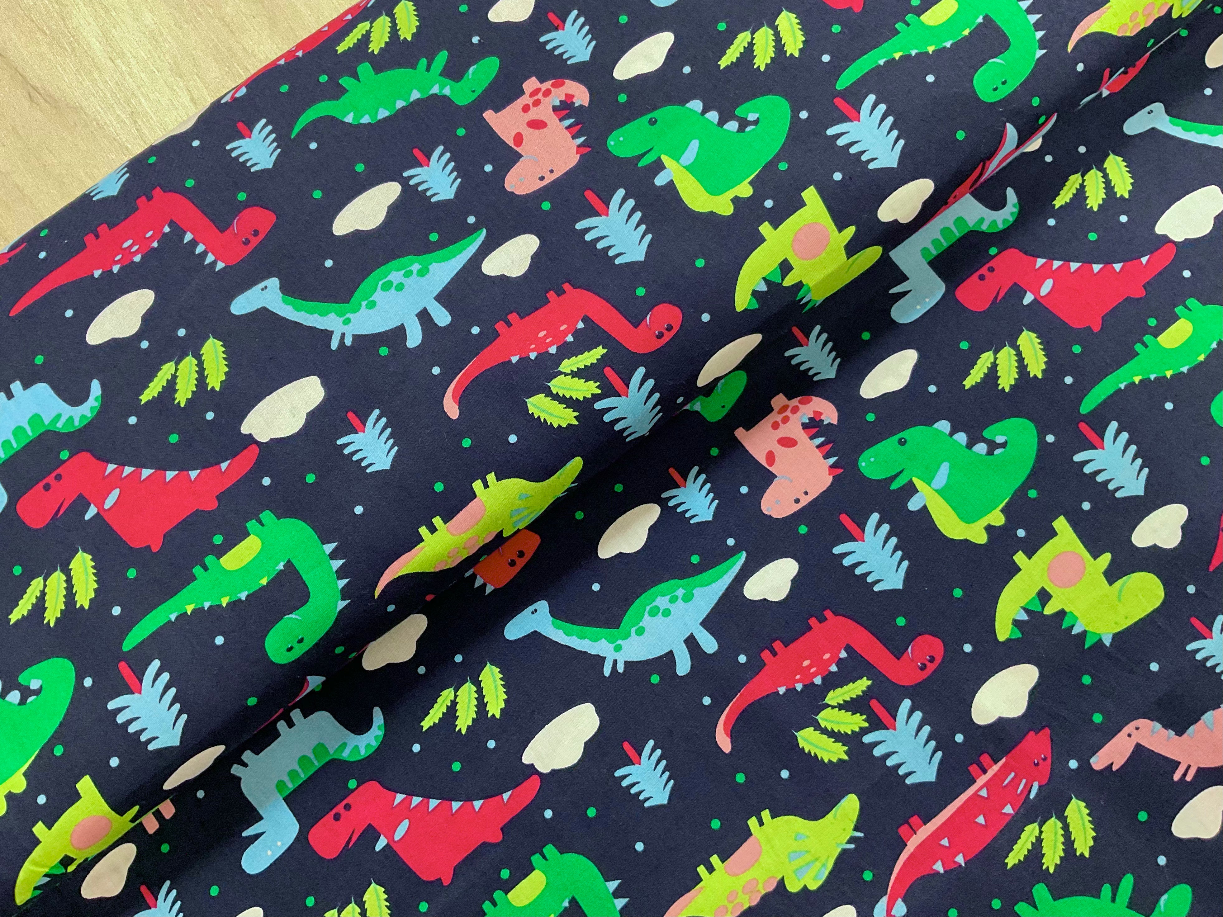 Bright Dinos Cotton Poplin