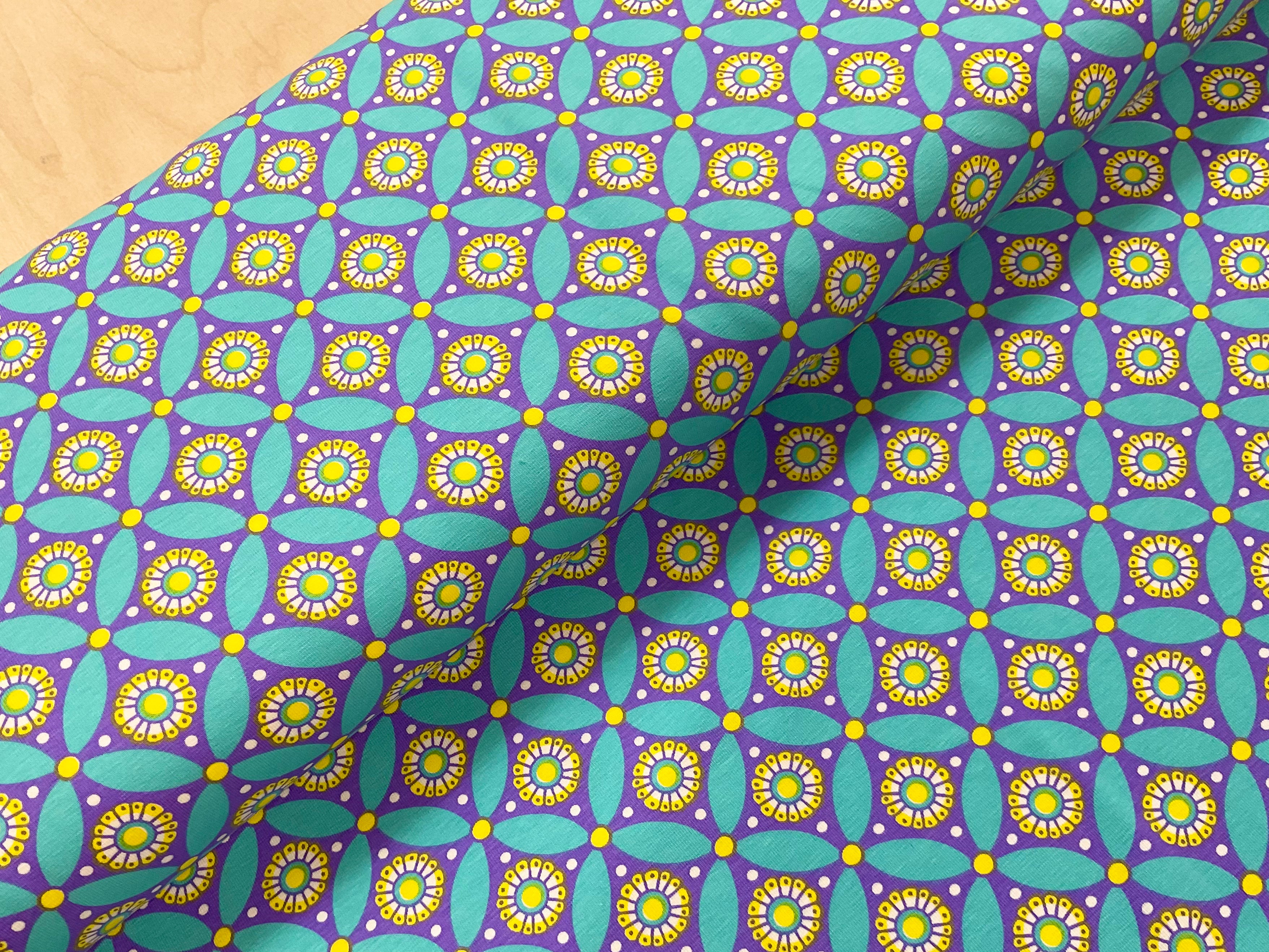 Decorative Circles Cotton Jersey Fabric