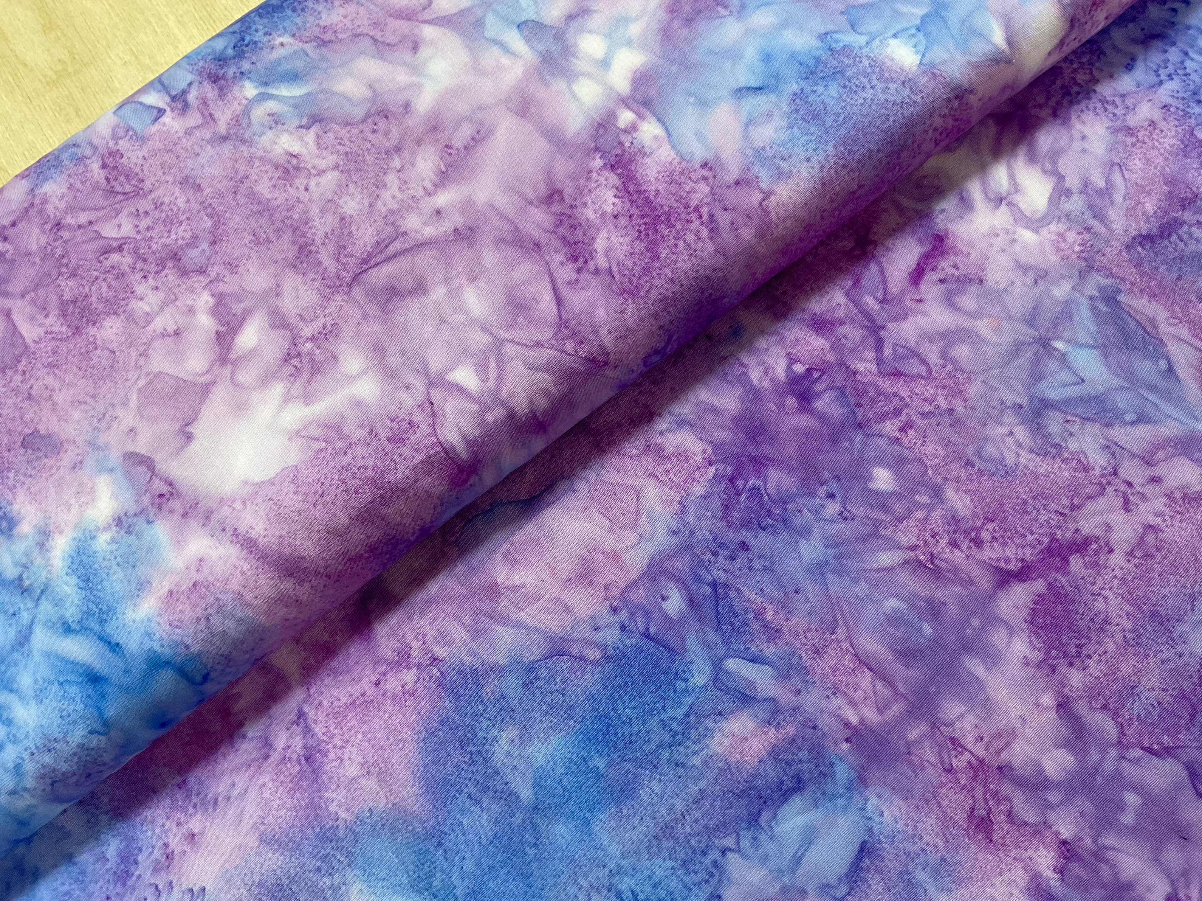 Lilac and Blue Cotton Batik