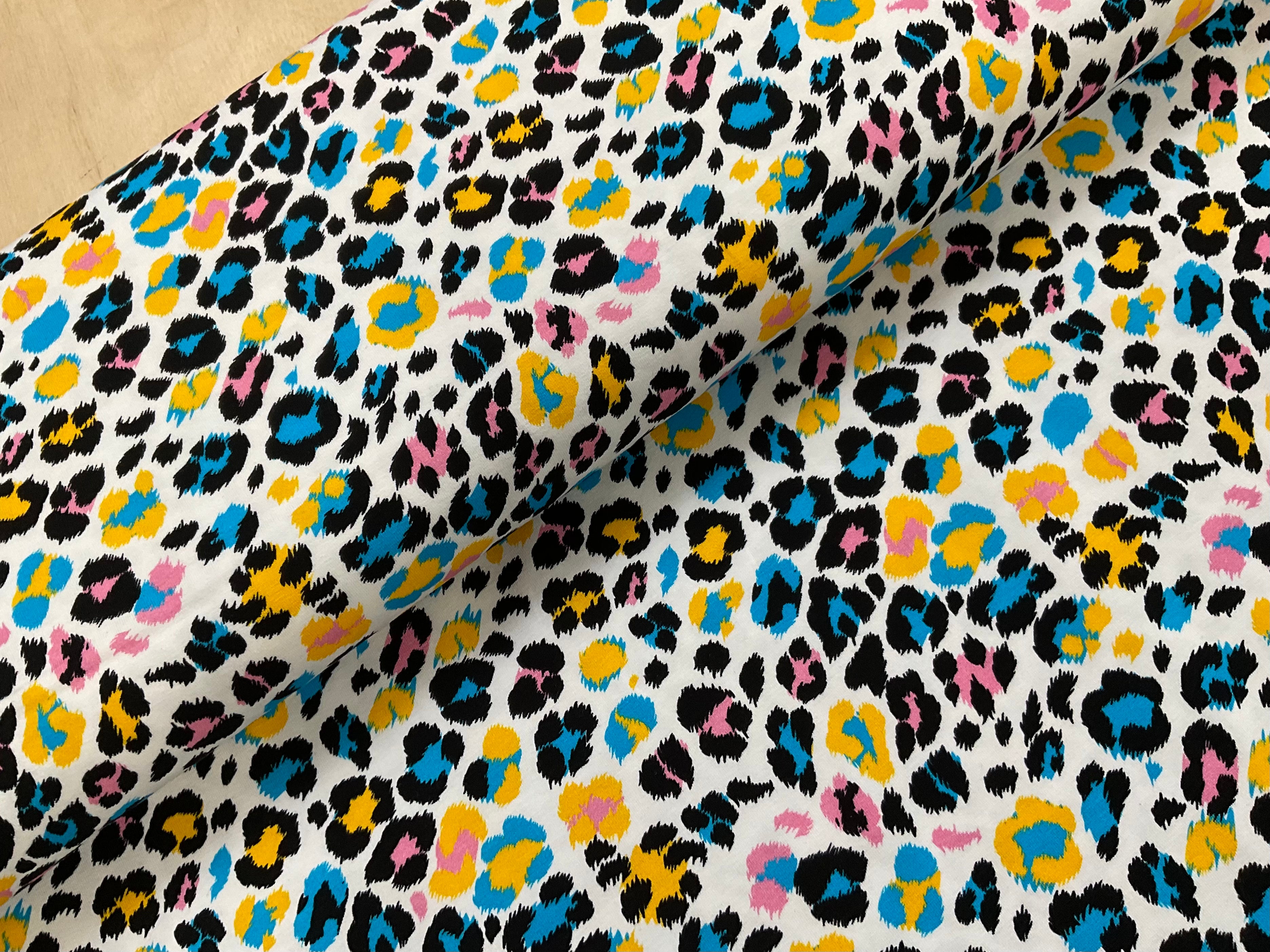 Colourful Leopard Print Cotton Jersey