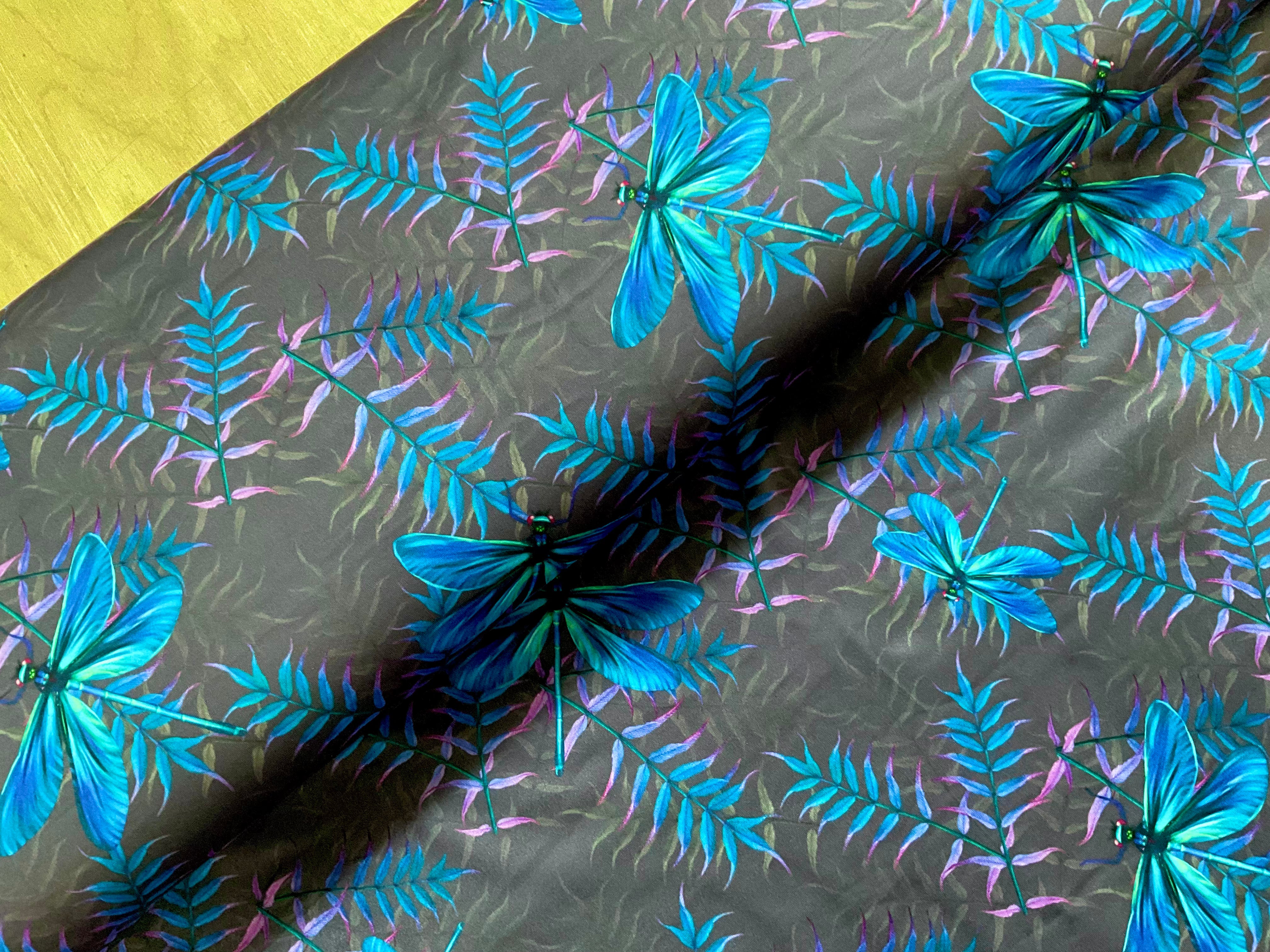 Midnight Dragonfly Double Brushed Poly