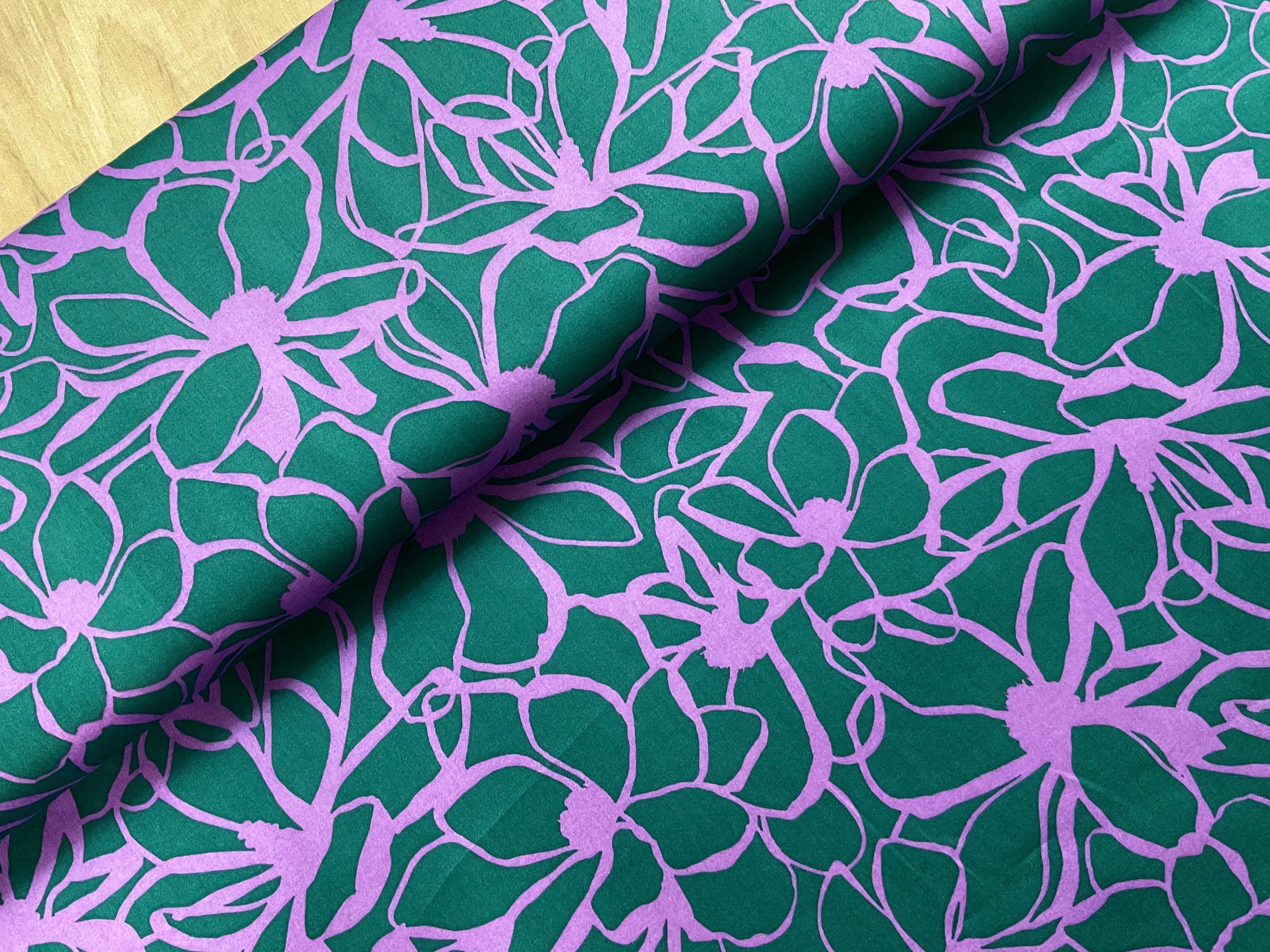 Nerida Hansen Petrol and Purple Magnolia Cotton Satin