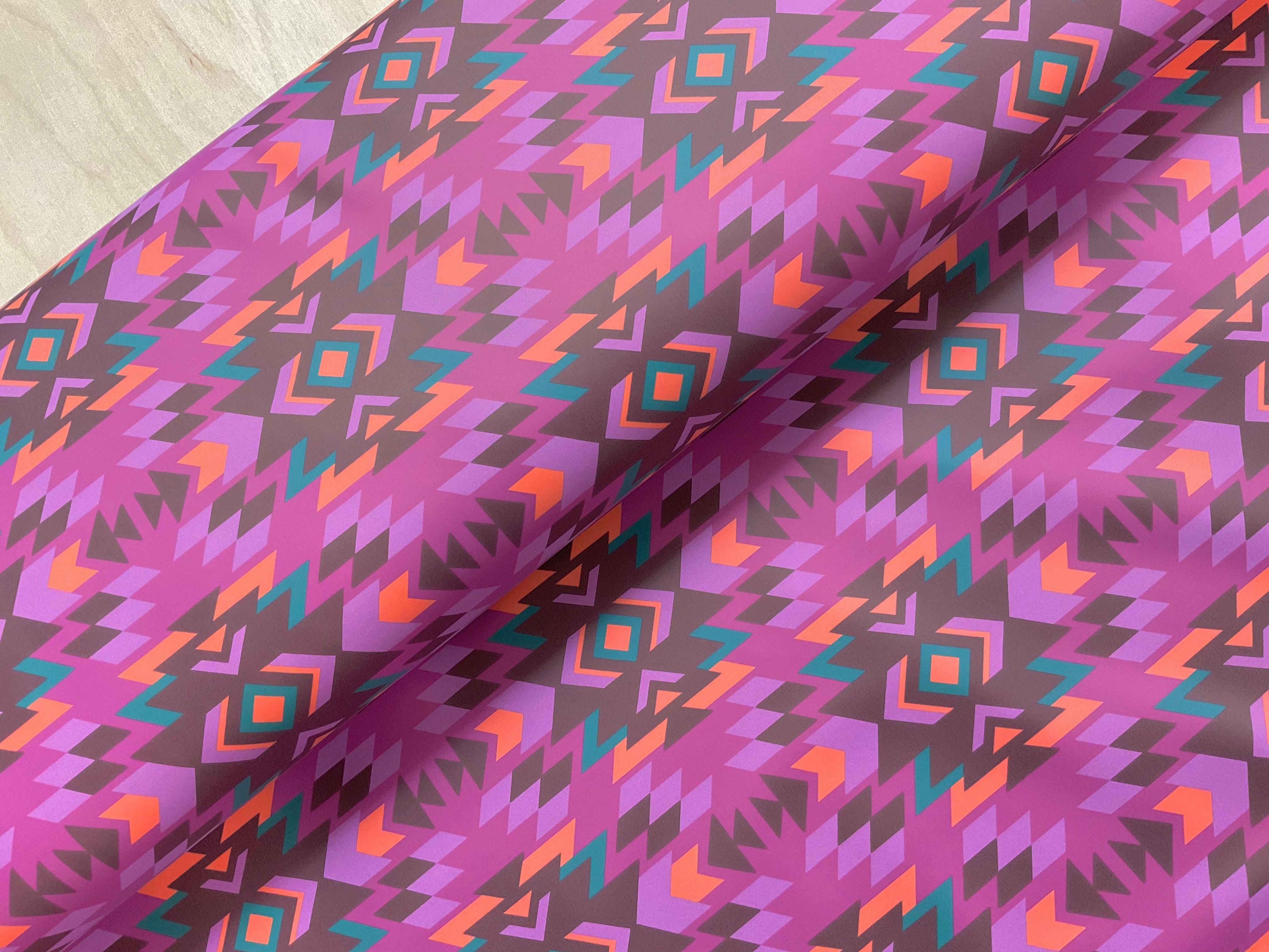 Fuchsia Aztec Raincoat Fabric