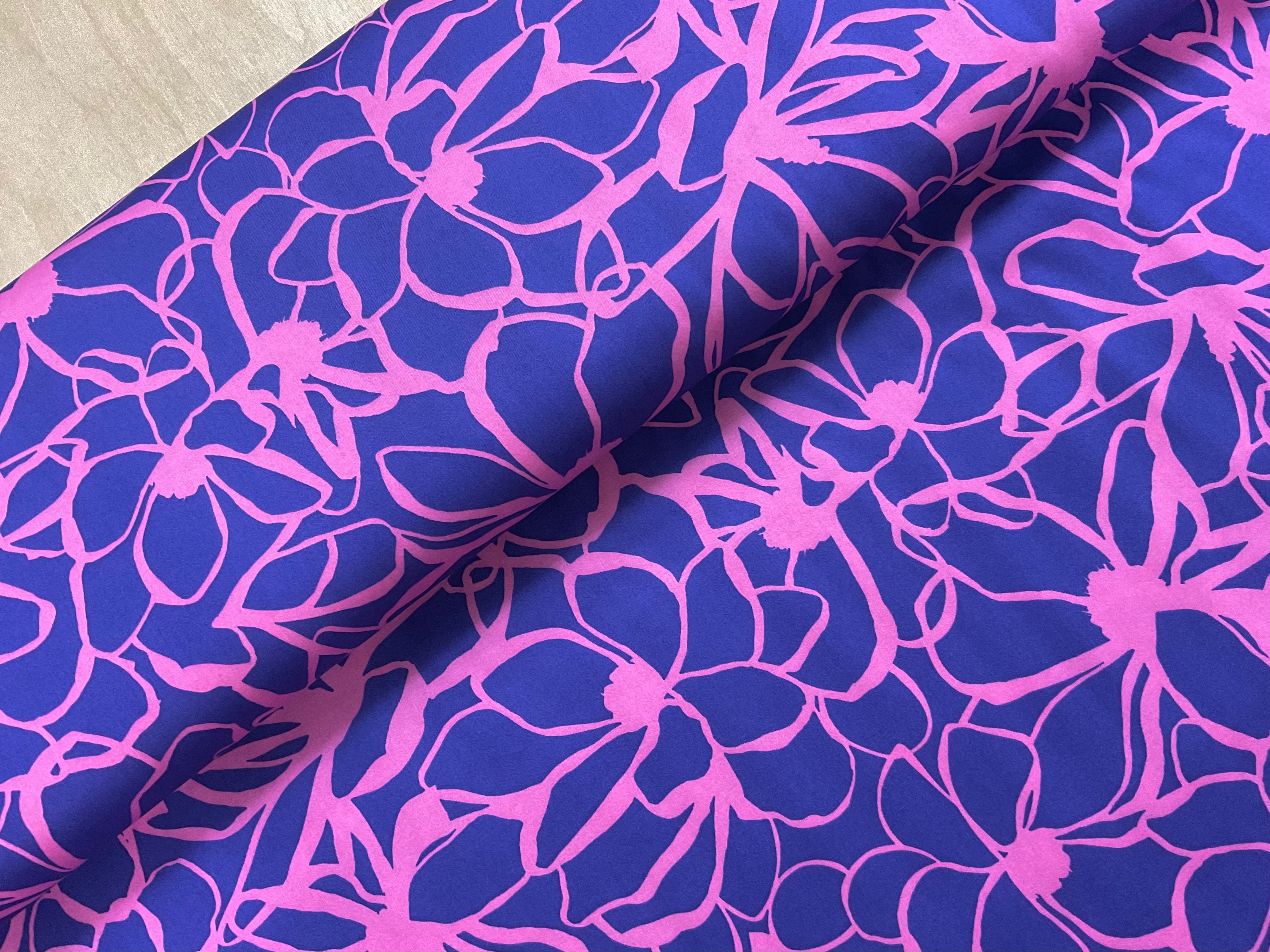 Nerida Hansen Royal and Pink Magnolia Cotton Satin