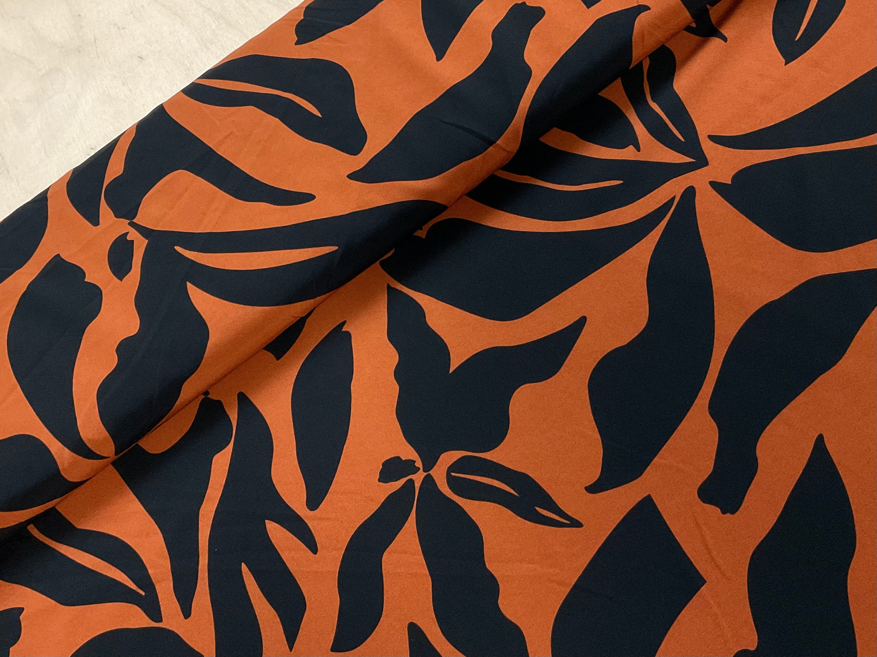 Terracotta Magnolia Stretch Polyester