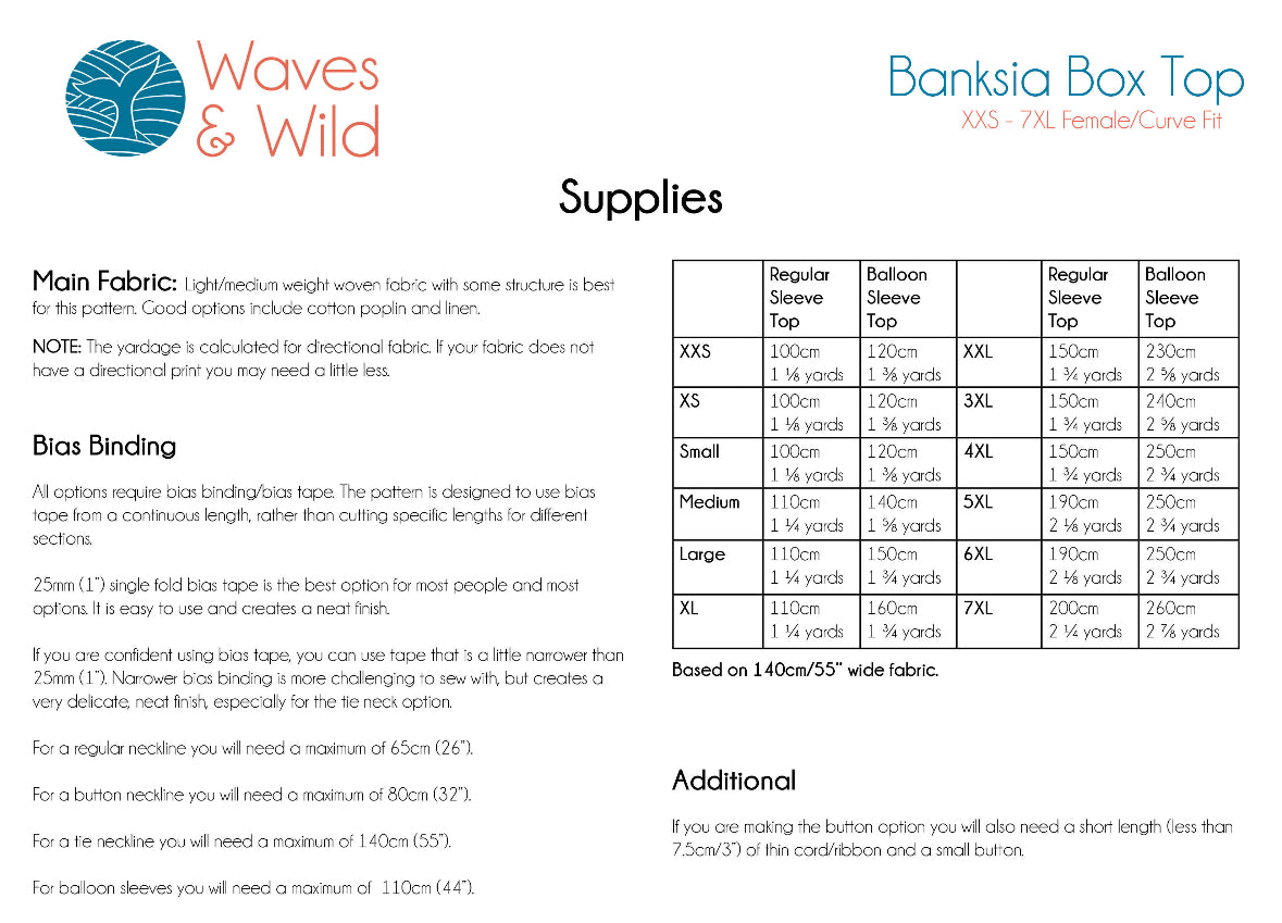 Banksia Box Top Waves and Wilds Paper Pattern