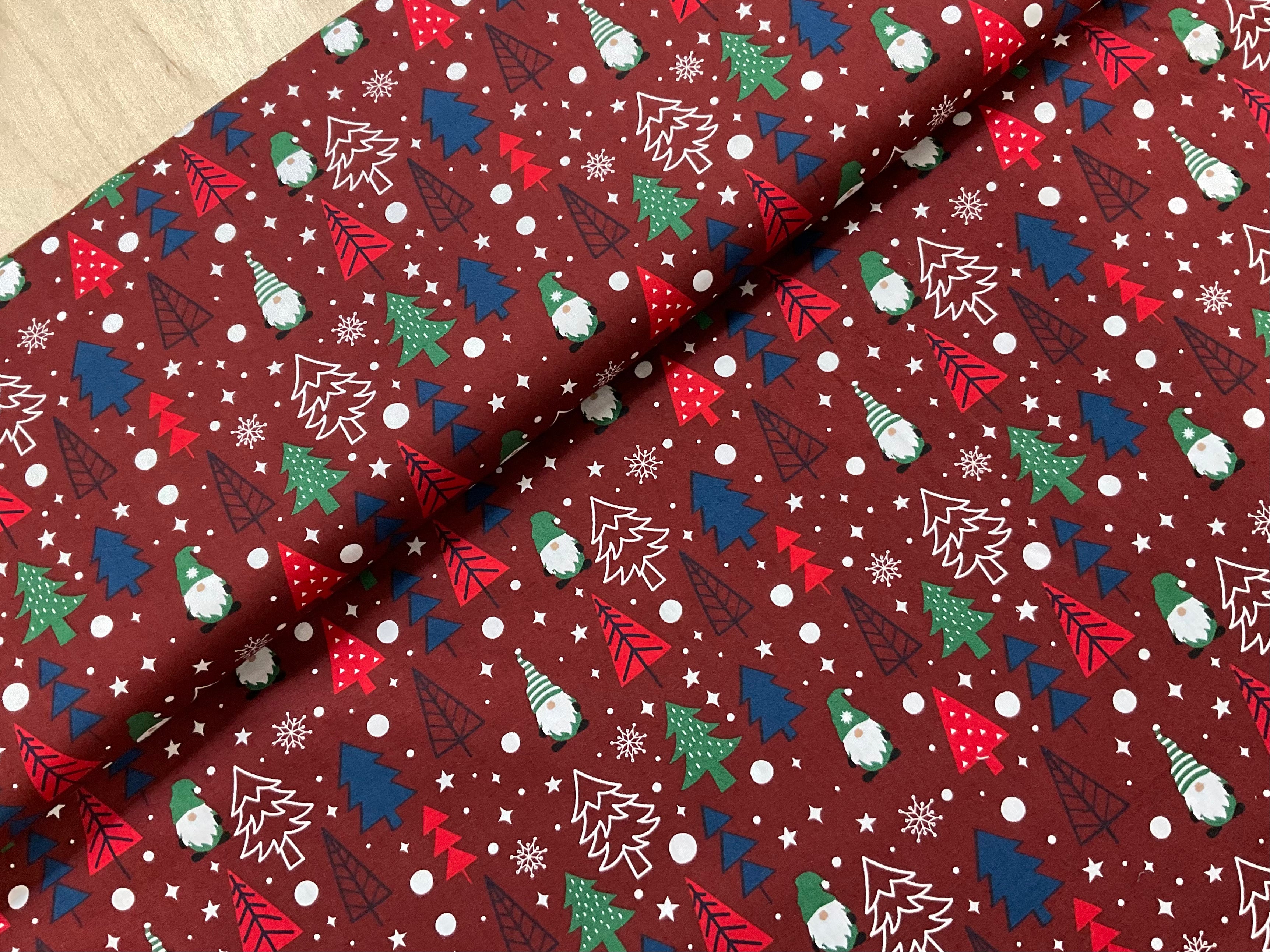 Christmas Trees and Gonks Cotton Poplin