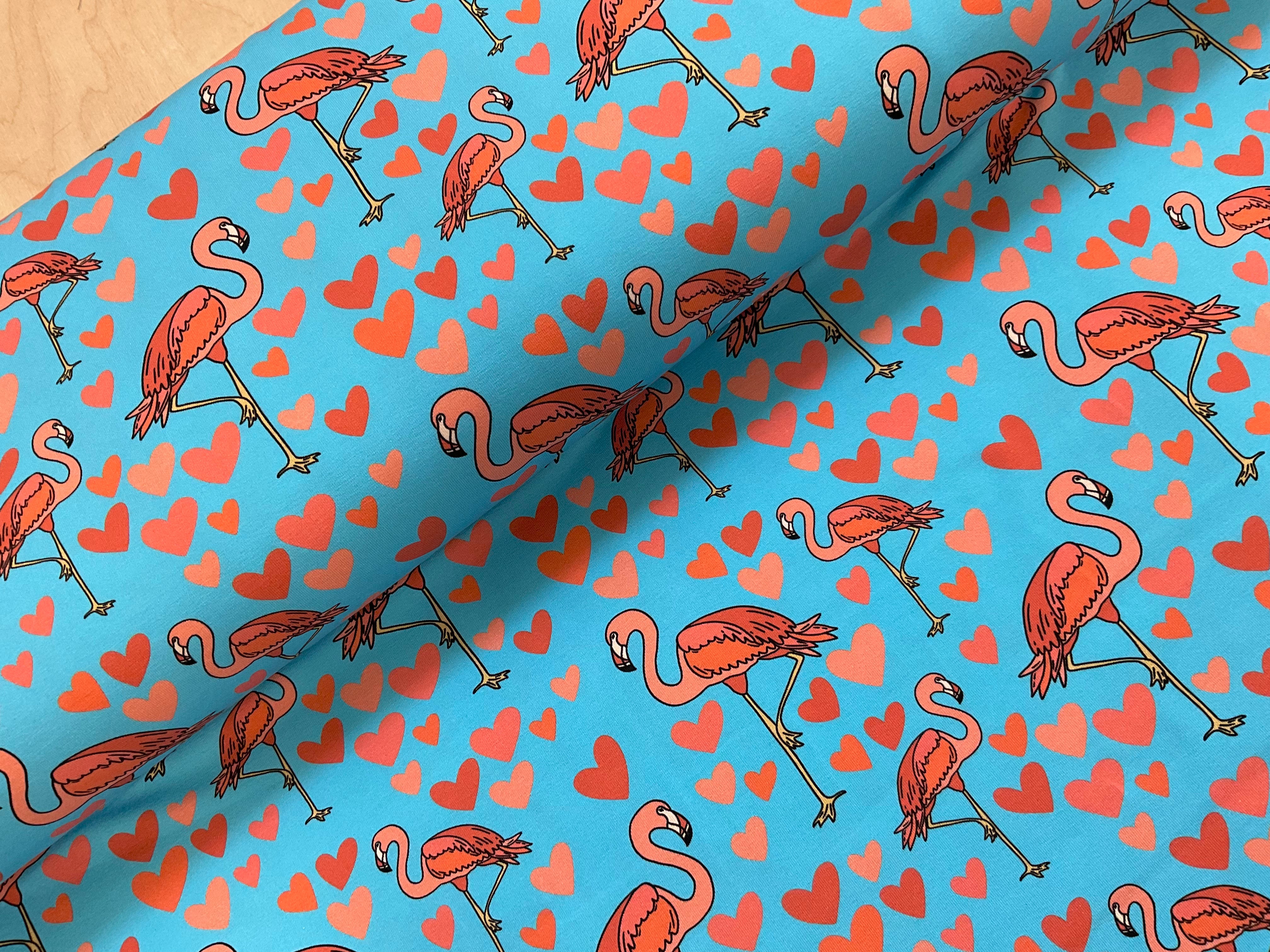 Flamingo Love Cotton Jersey Fabric