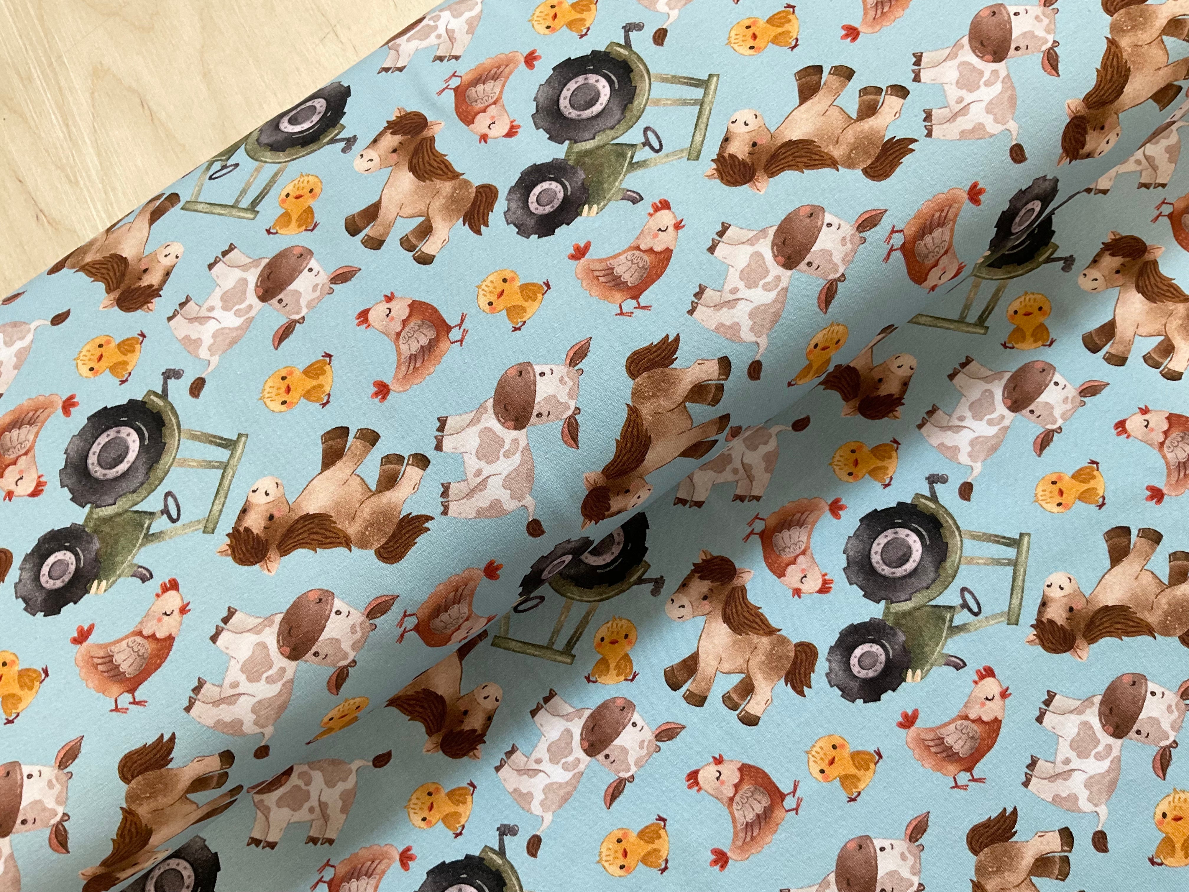 Cute Farm Cotton Jersey Fabric