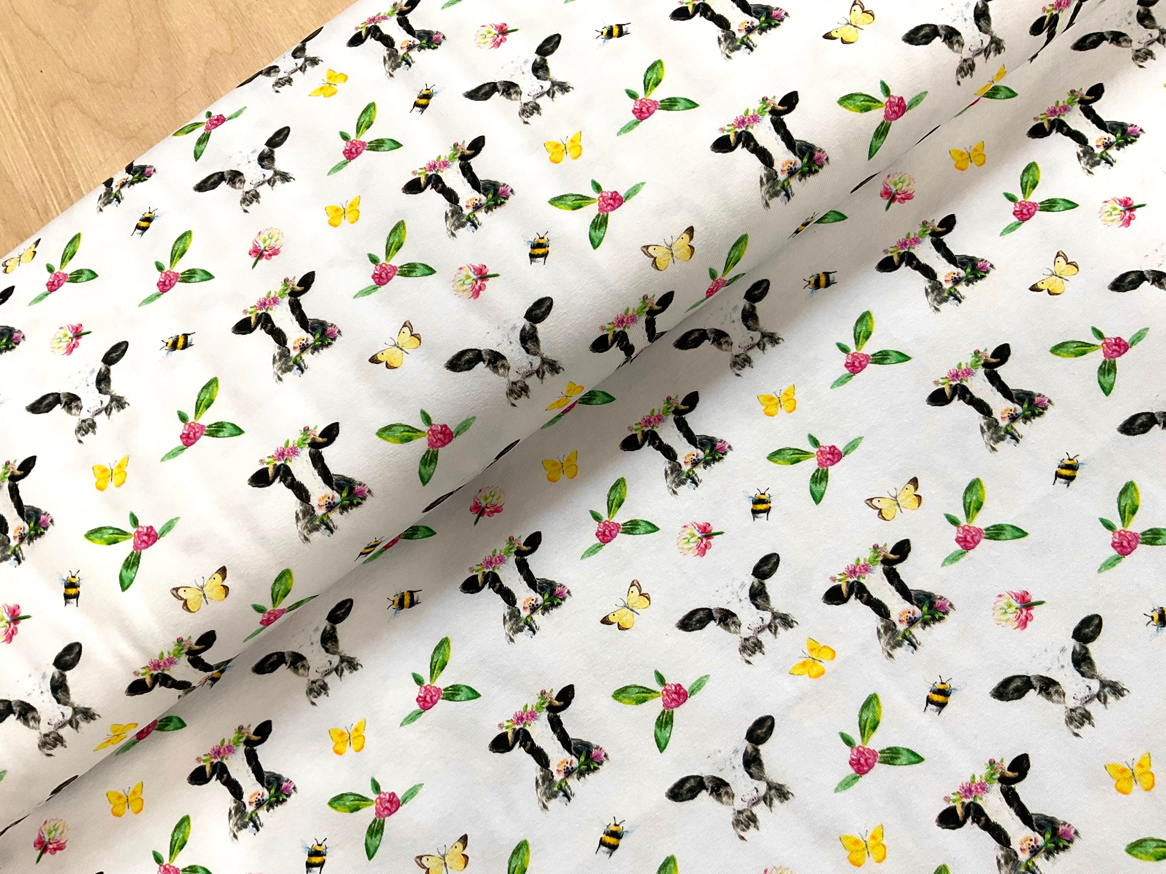 Farmyard Blossoms Cotton Jersey Fabric