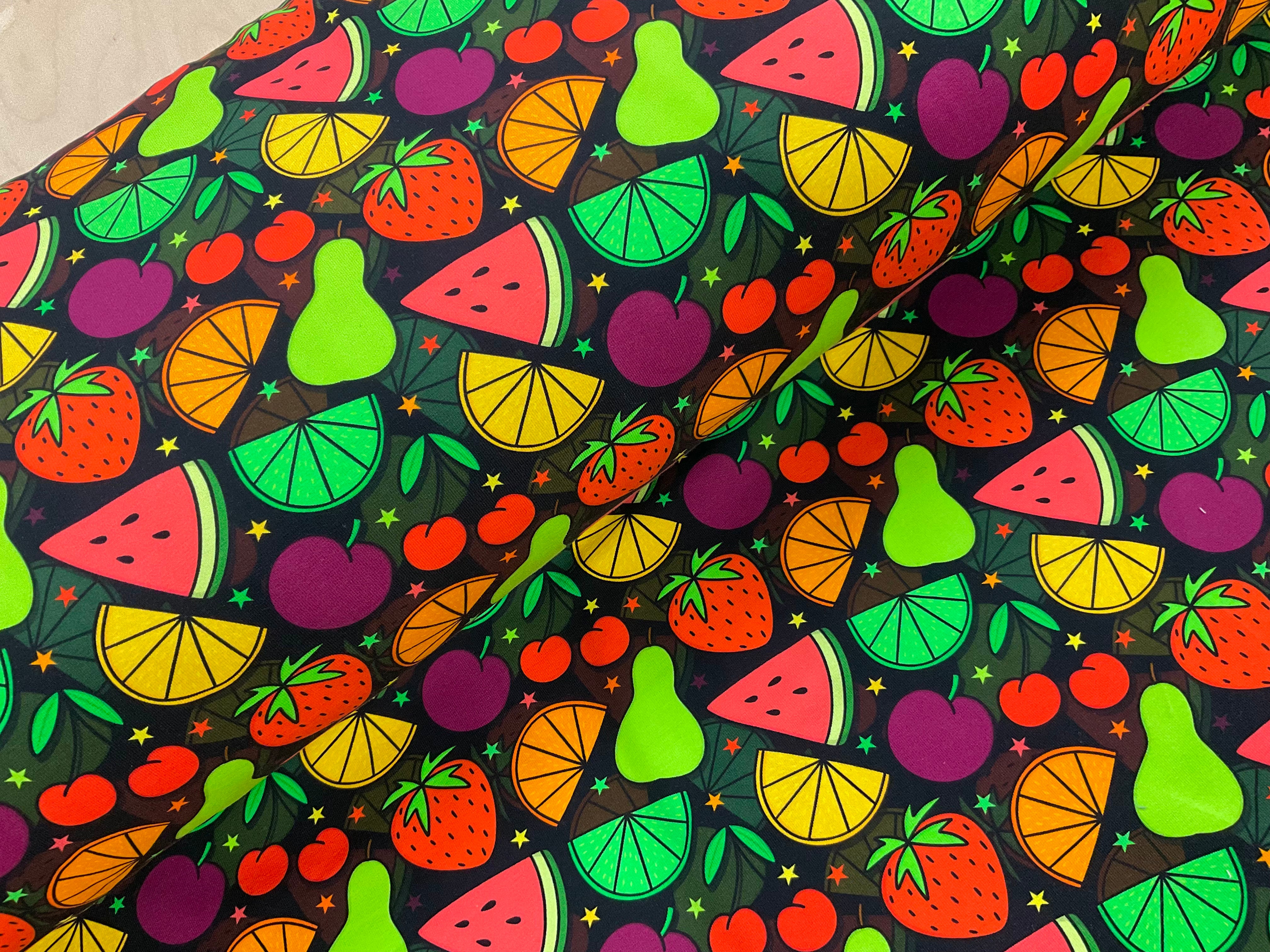 Neon Fruits Cotton Jersey