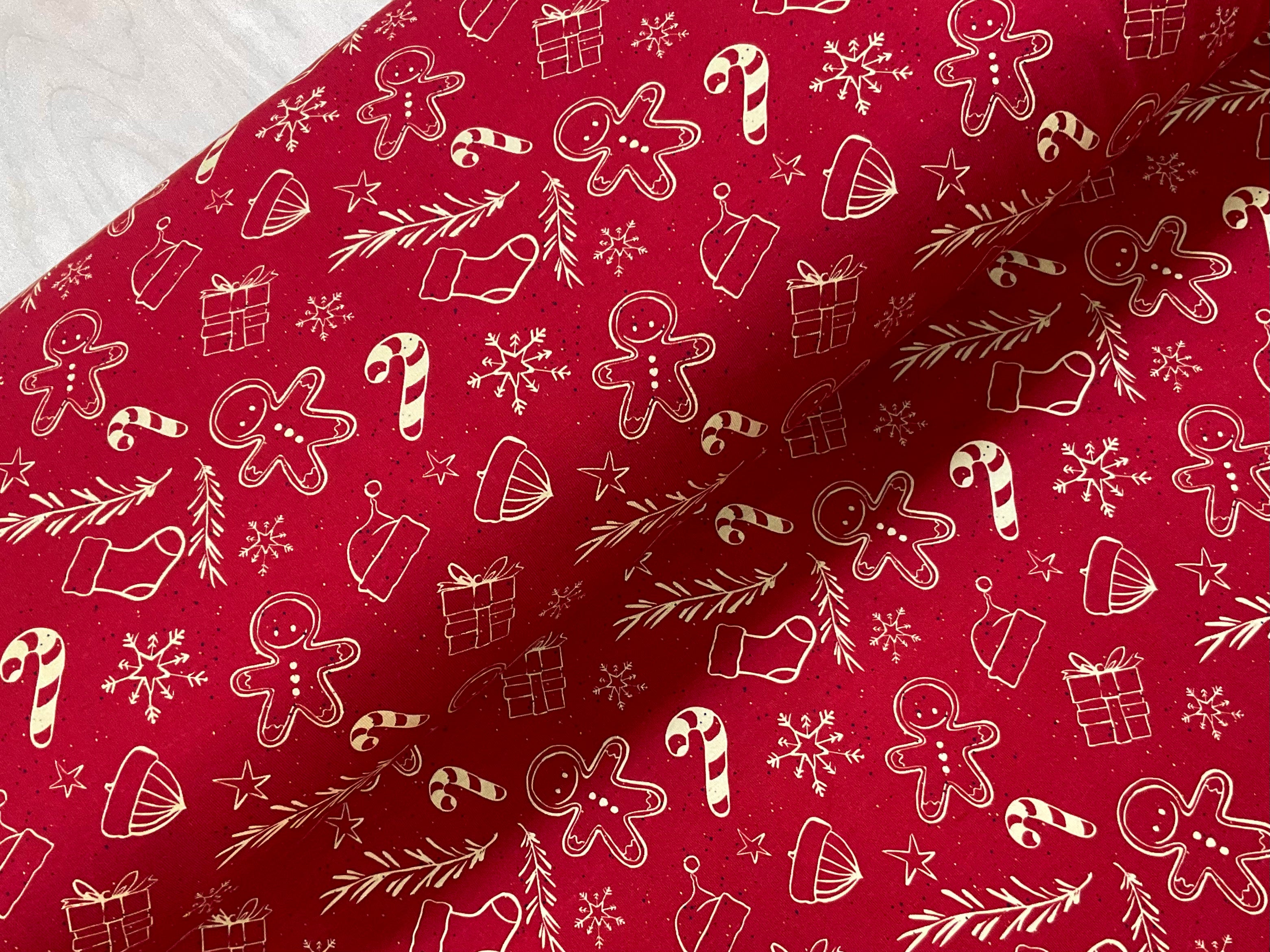 Gingerbread Man Red Cotton Jersey