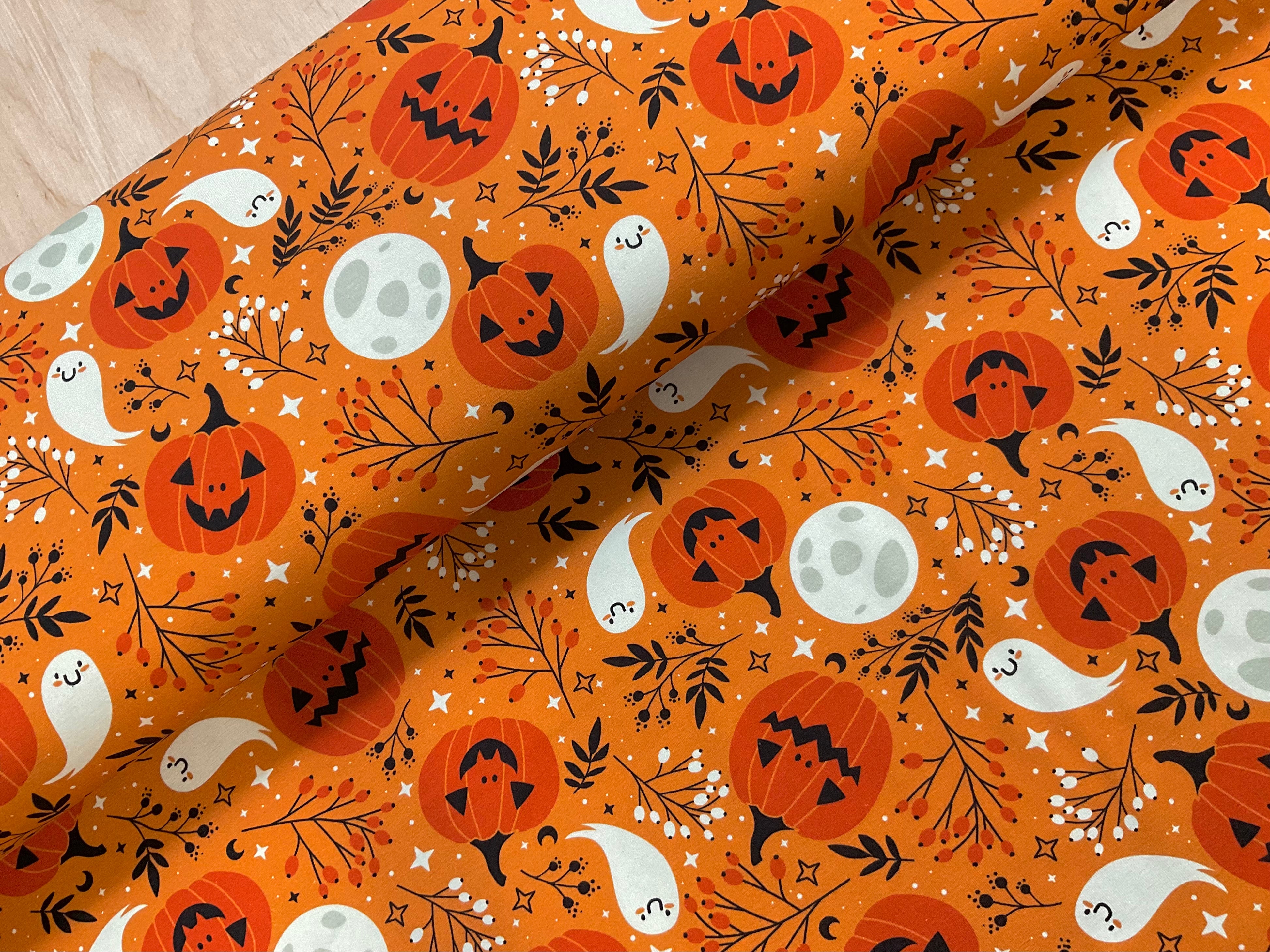 Pumpkins and Ghosts Cotton Jersey