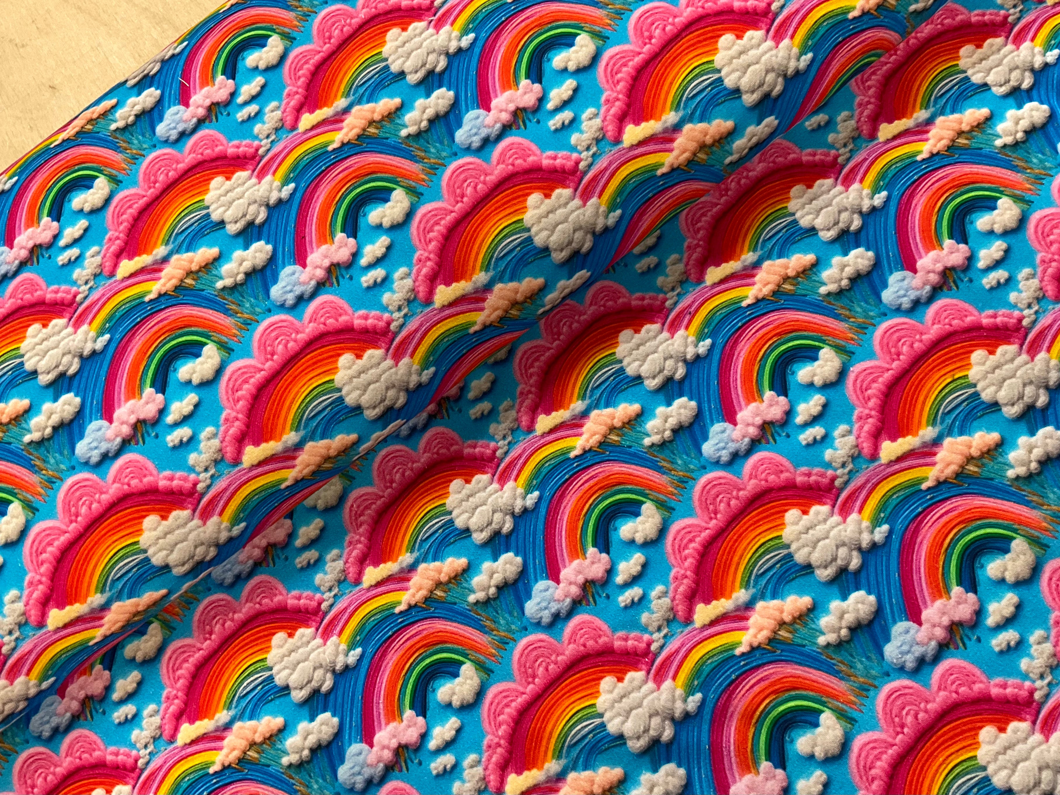 3D Look Rainbows Cotton Canvas Twill
