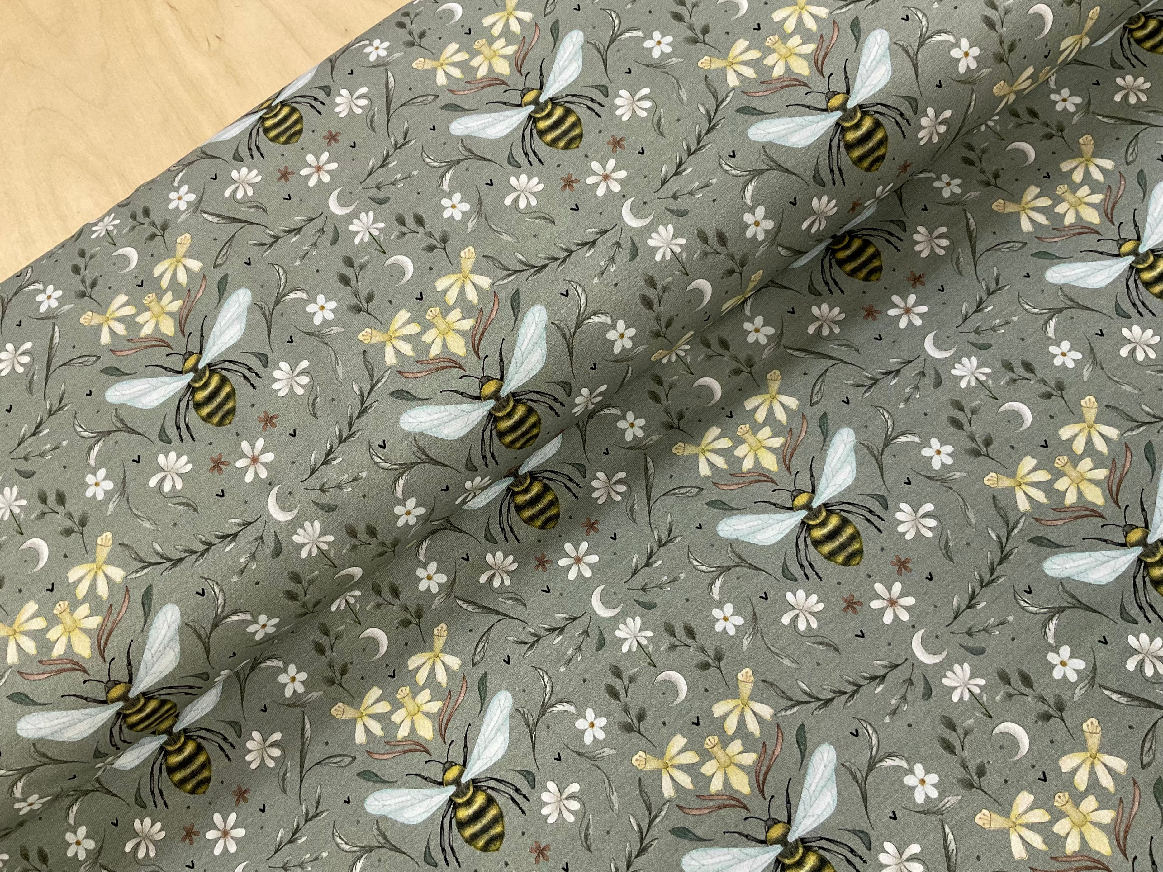 Sage Bee Garden Cotton Jersey