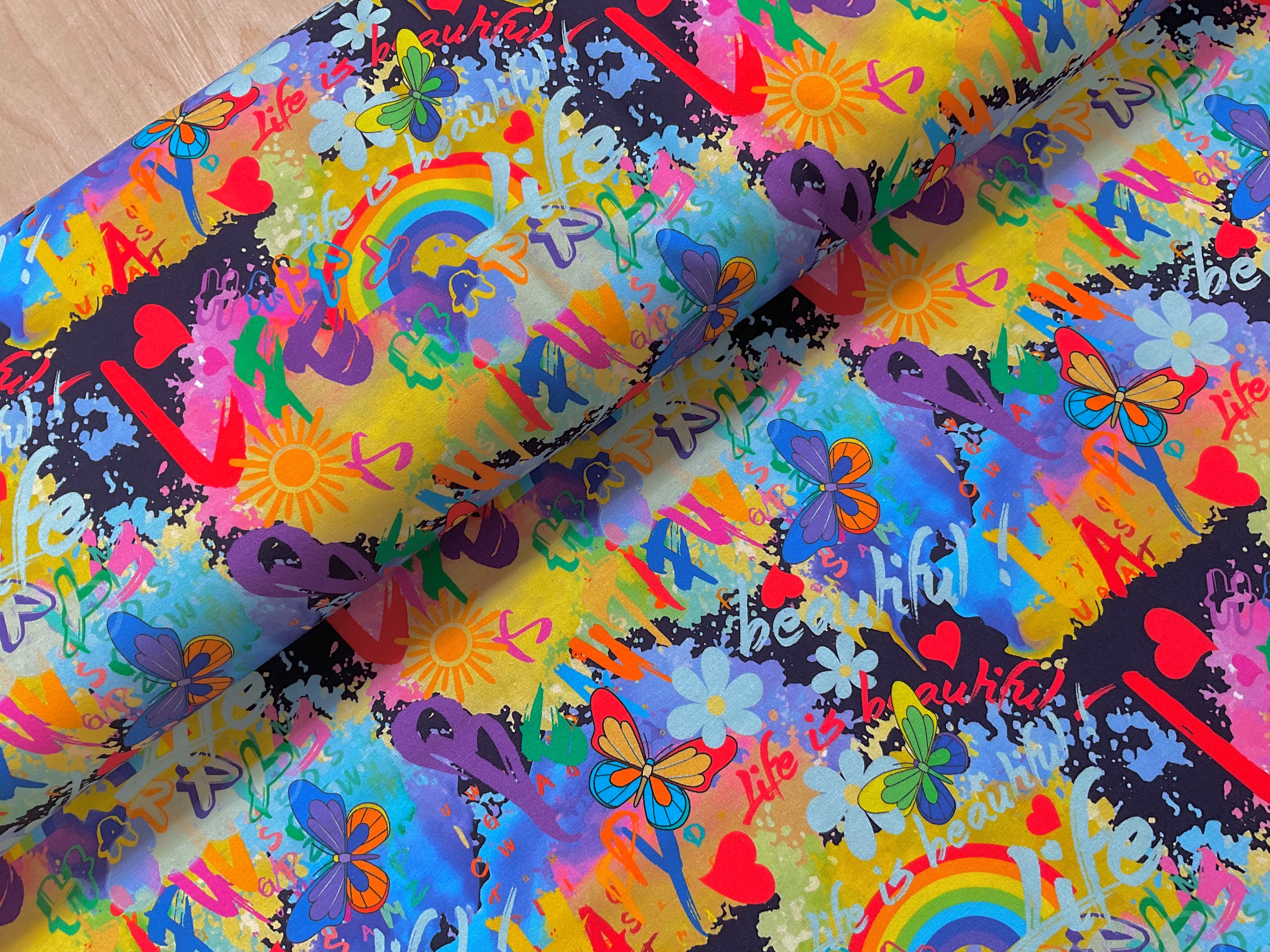 Life is Beautiful Cotton Jersey Fabric