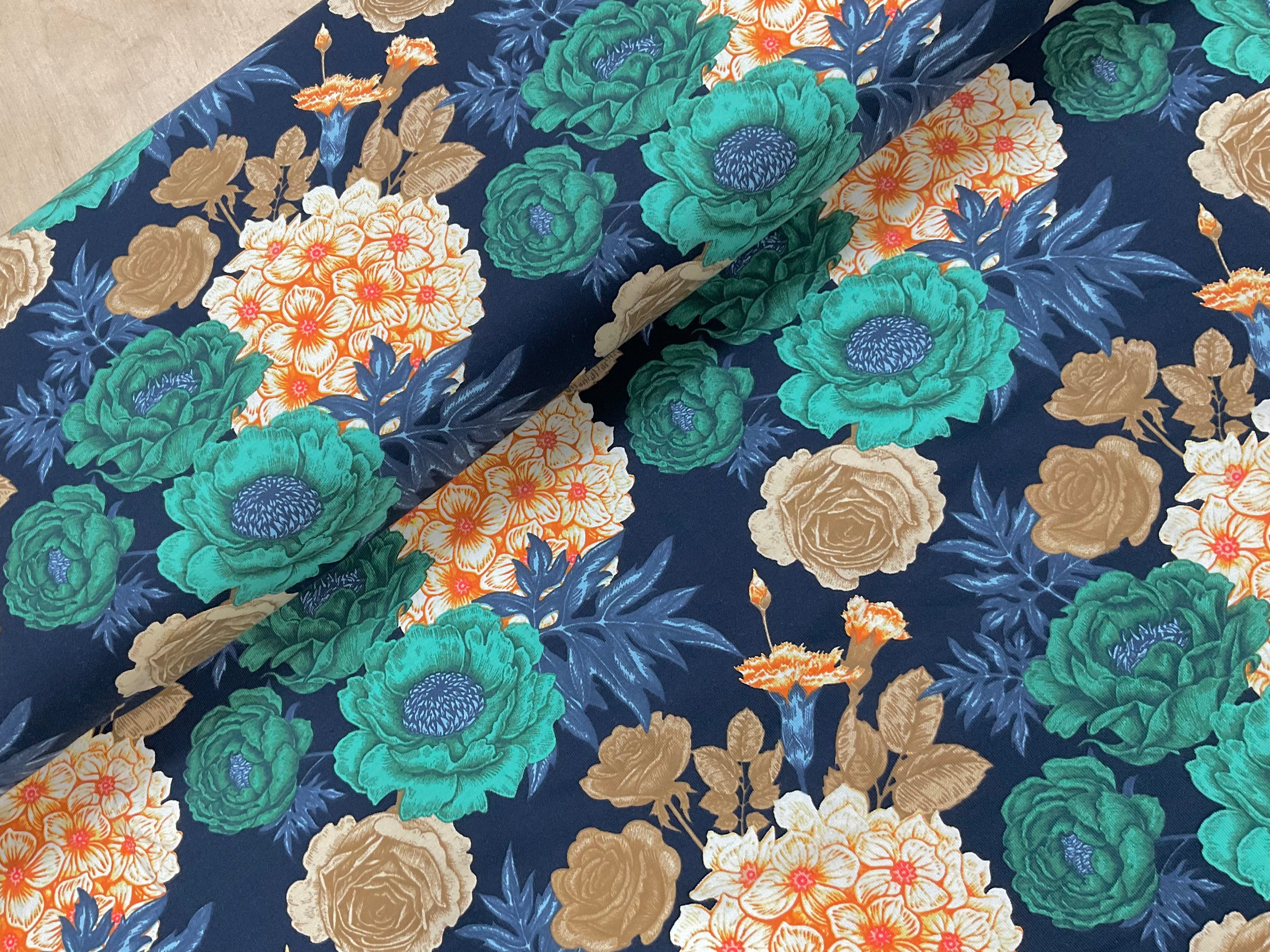 Twilight Bouquet Cotton Jersey Fabric