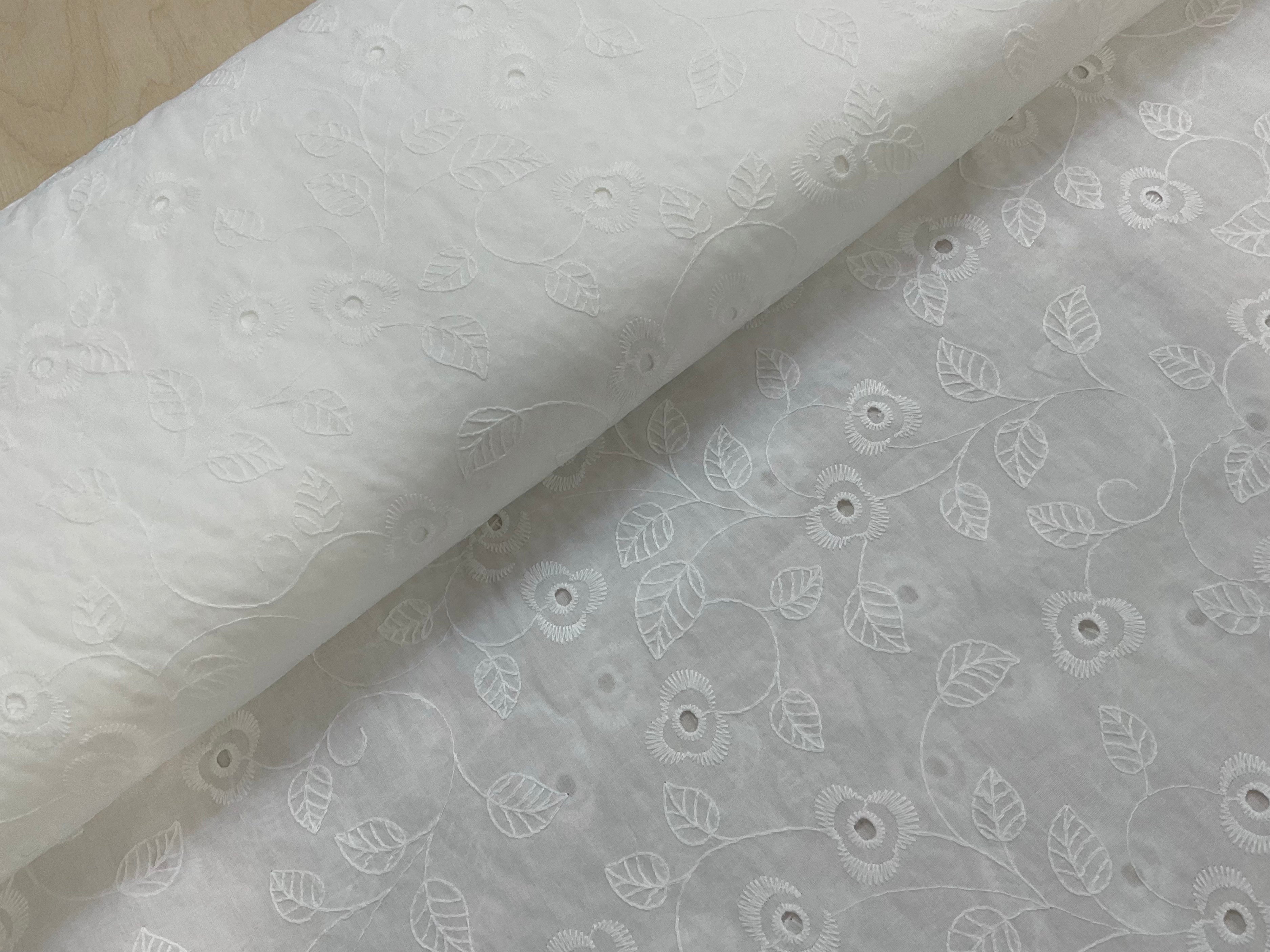 Climbing Flowers Cotton Broderie Anglaise Fabric